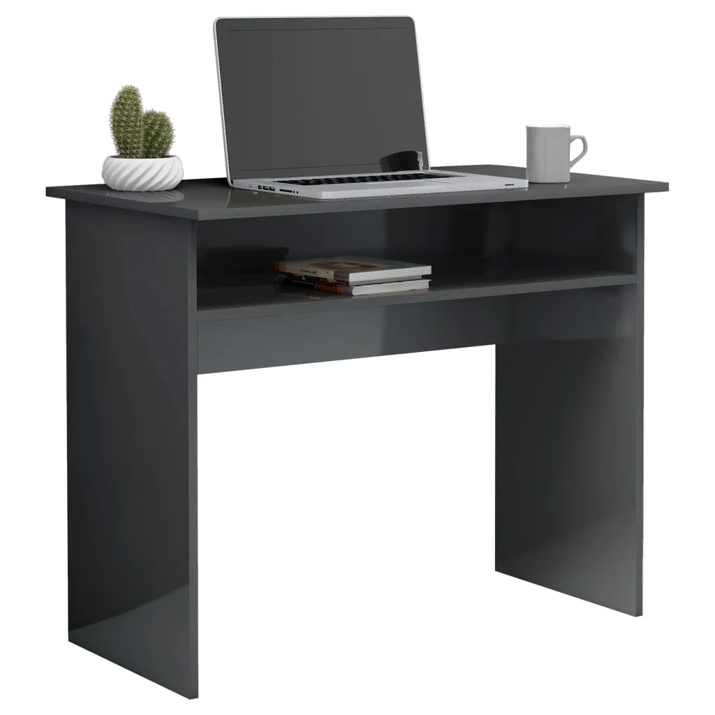 Desk High Gloss Grey 90x50x74 cm Chipboard