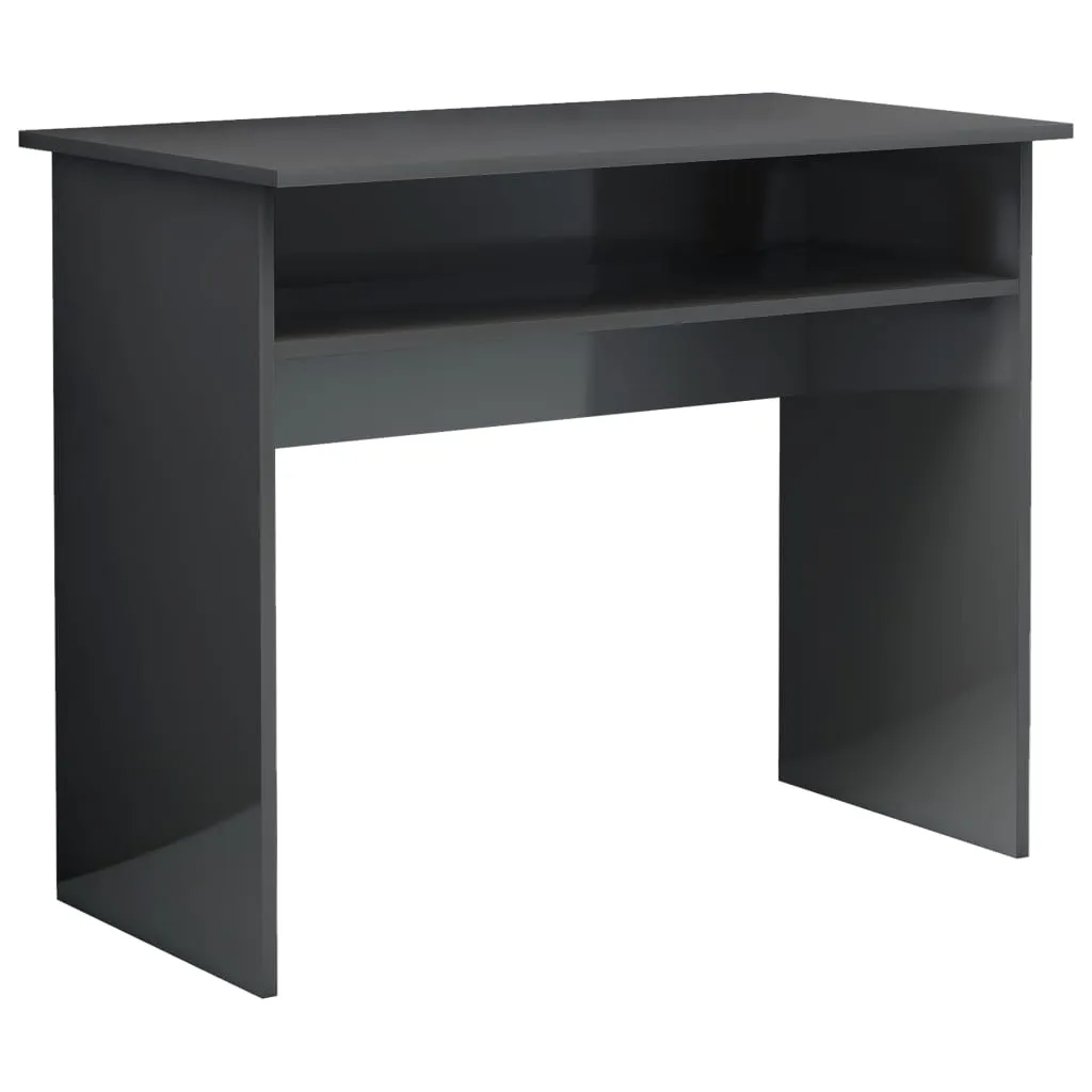 Desk High Gloss Grey 90x50x74 cm Chipboard