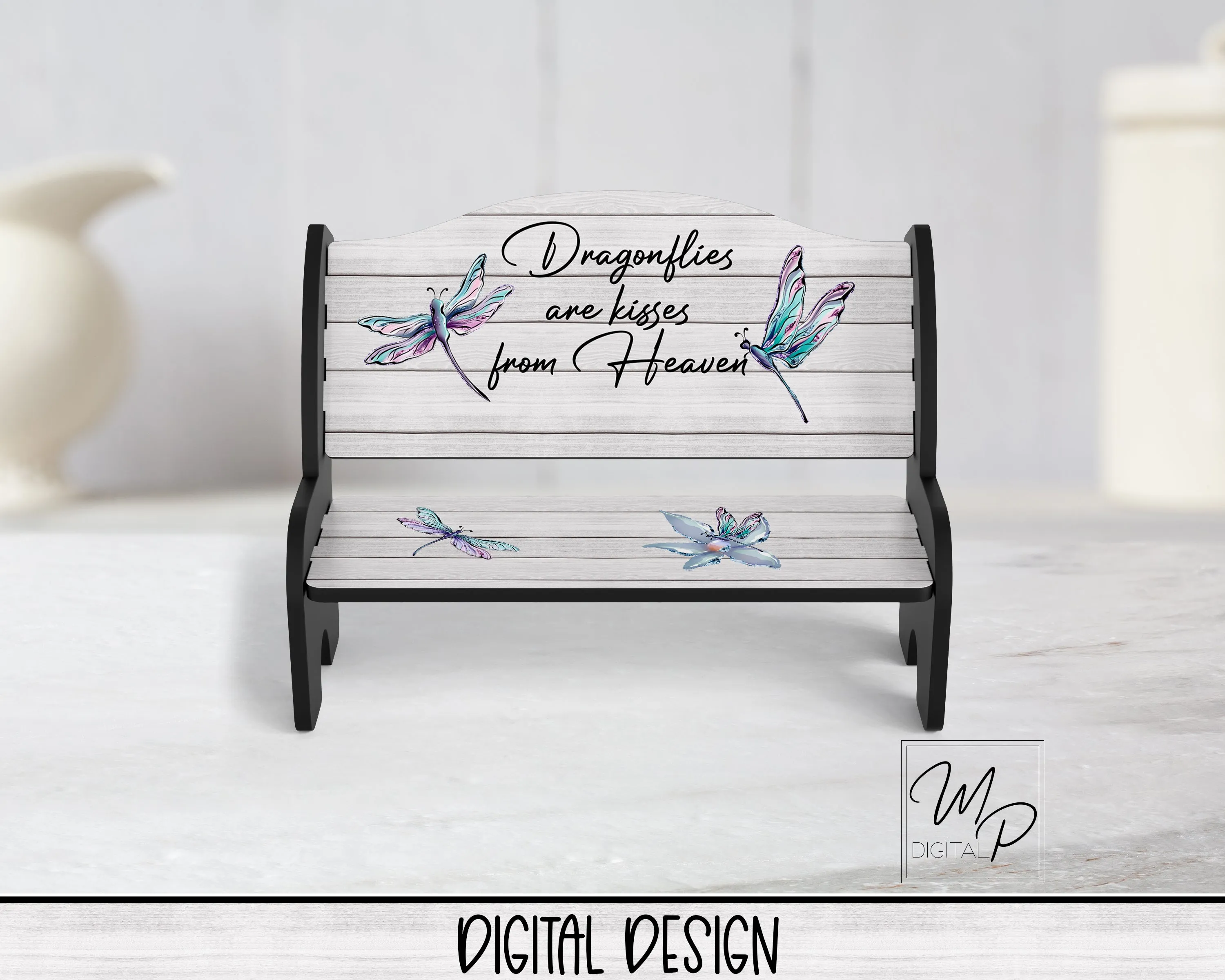 Dragonflies Wood Bench PNG for Sublimation, Sublimation Design for Tiered Tray Benches, Digital Download