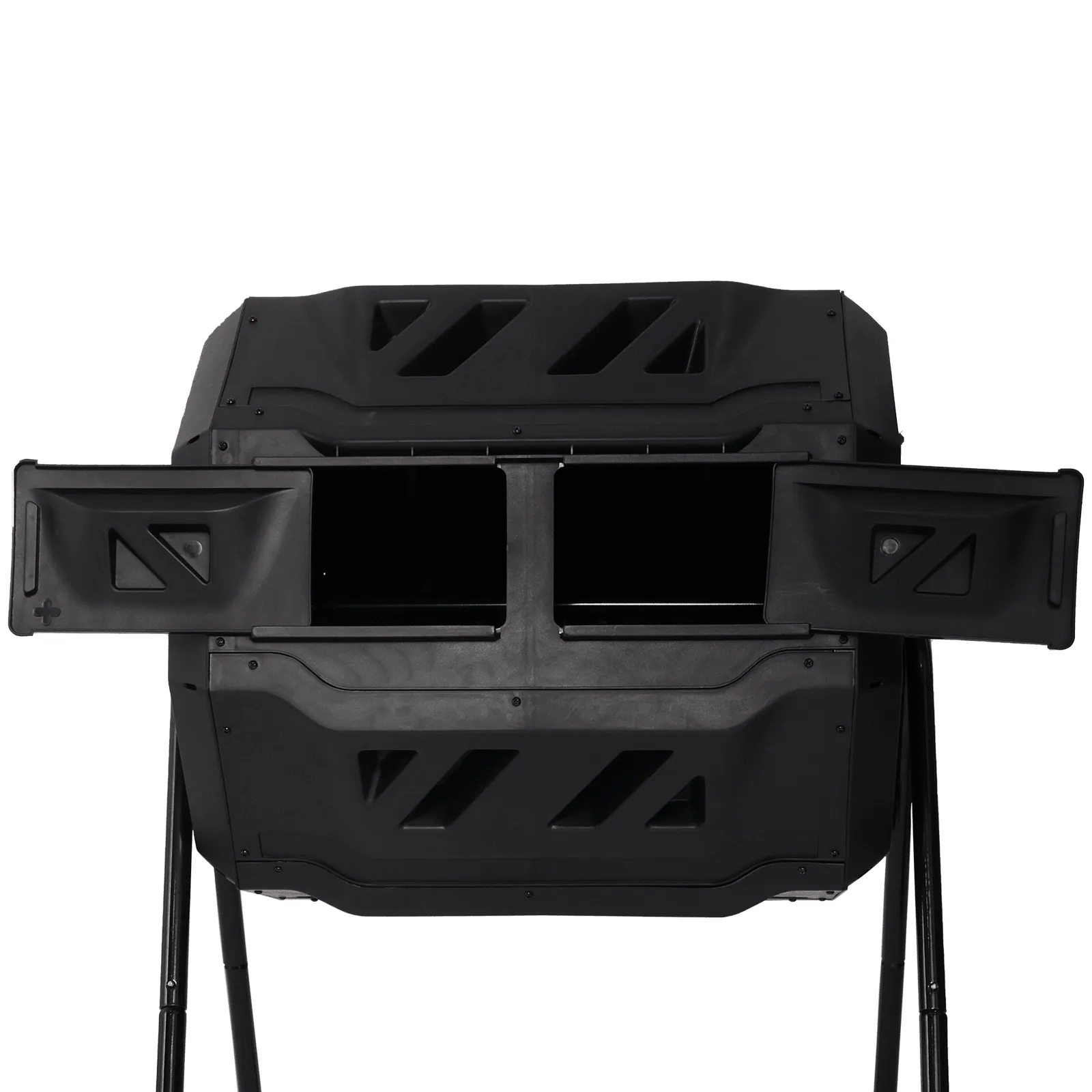 Dual Tumbling Composter 42 Gallon Tumbler Composting Bins Easy Turn System Rotating Barrel With Two Sliding Doors