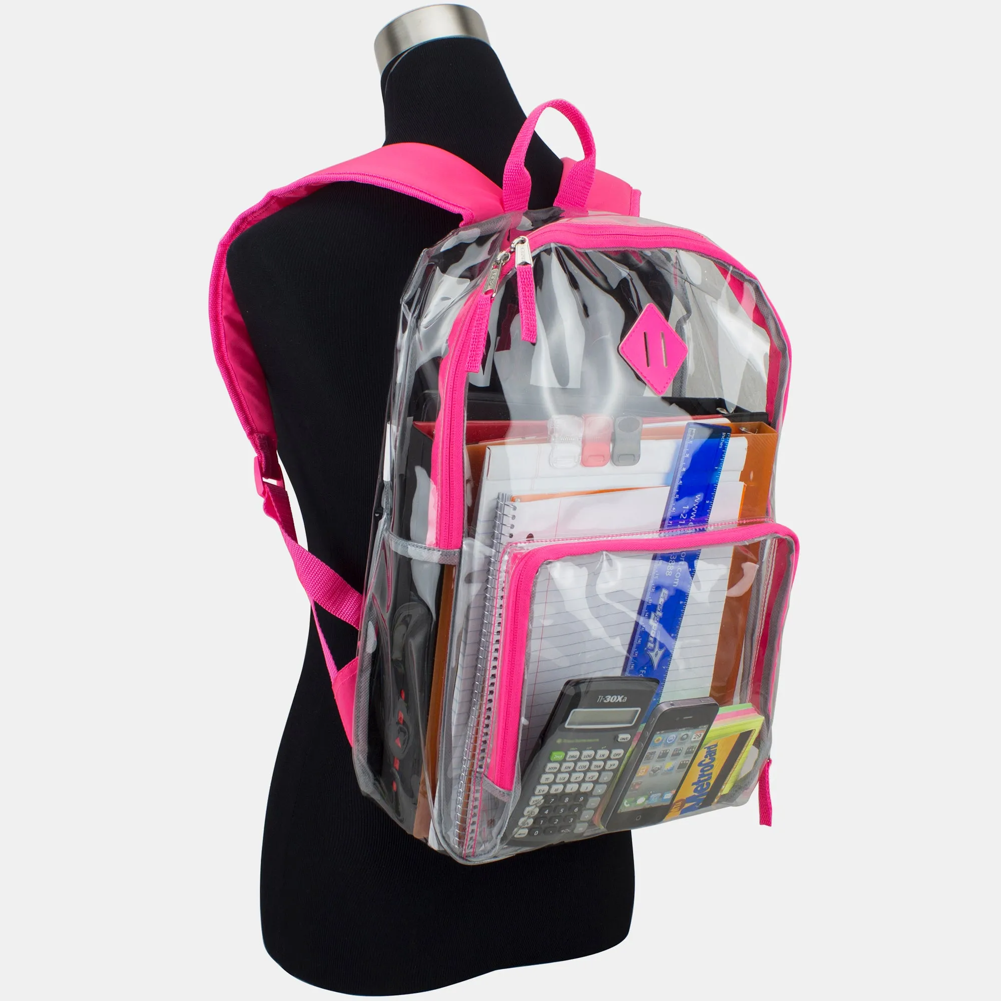 Eastsport Multi-Purpose Clear Backpack with Front Pocket, Adjustable Straps and Lash Tab