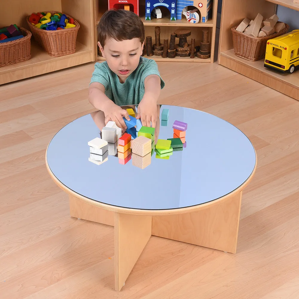 Eco-Friendly Wooden Round Table with Shatterproof Mirror Top