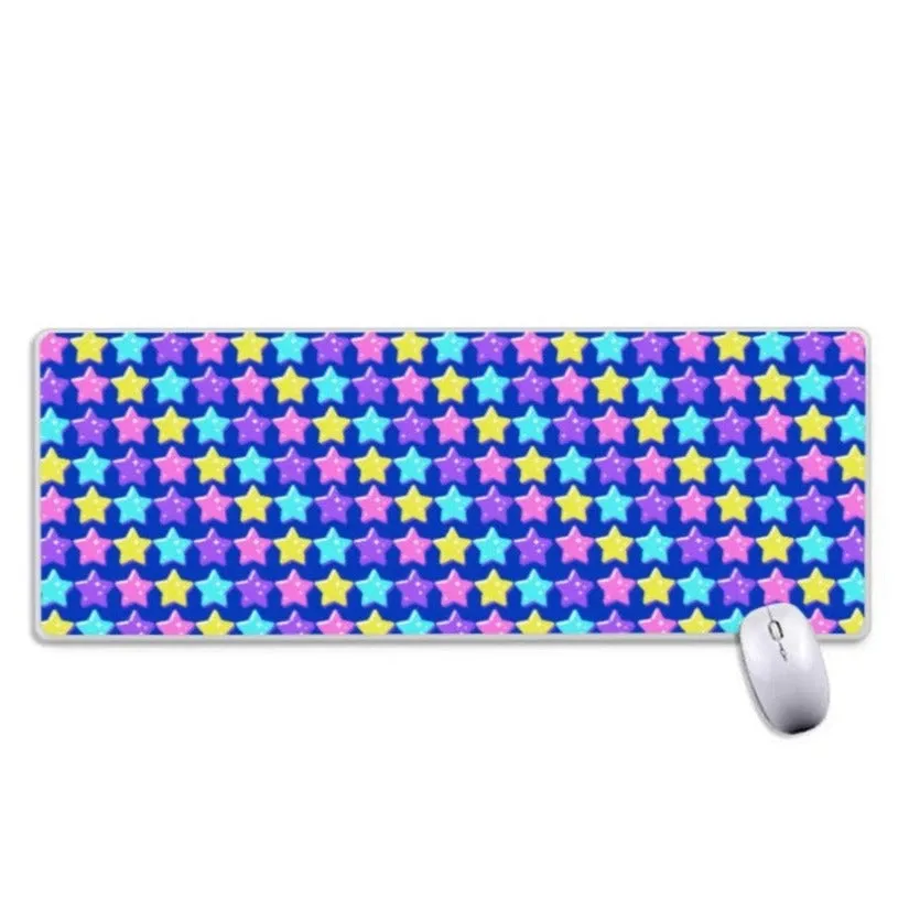 Electric Star Wave Navy Blue Desk Mat