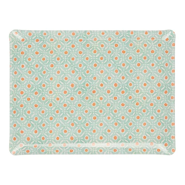 Fabric Tray Medium Batik Dots Aqua/Coral