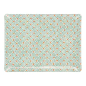 Fabric Tray Medium Batik Dots Aqua/Coral