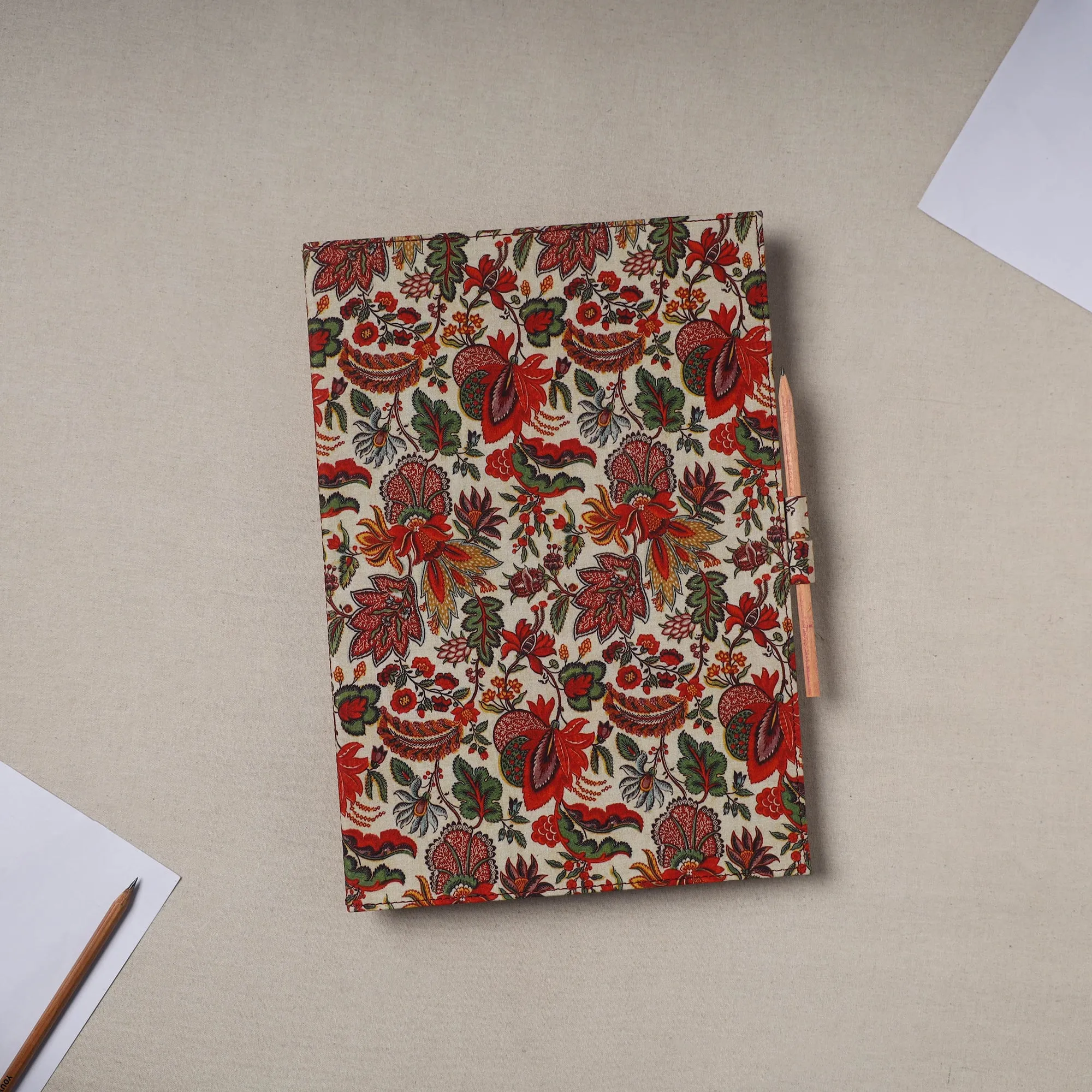 Floral Print Handcrafted File Folder with Pencil 05