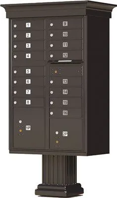 Florence Vital Cluster Mailbox Unit With Vogue Classic Cbu Accessories' Type Iii' 16 Unit' Black