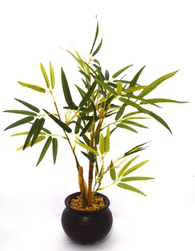 Fourwalls Artificial Bamboo Bonsai Plant in a Ceramic Vase for Home and Office Decor (30 cm Tall, Multicolor)