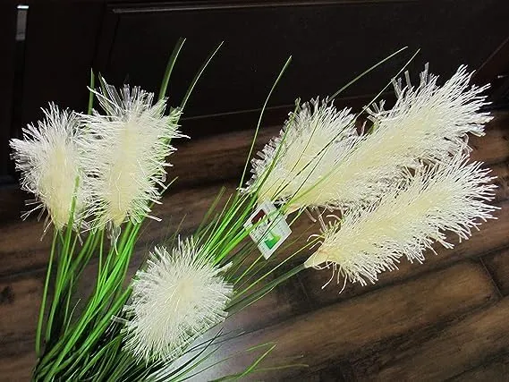 FOX & FERN Reed Grass Flower Artificial Plant (7 Flowers) with Pot | Elevate any Indoor/outdoor Space | Contemporary Home Decor (Ht. 48")