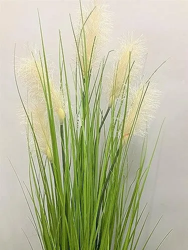 FOX & FERN Reed Grass Flower Artificial Plant (7 Flowers) with Pot | Elevate any Indoor/outdoor Space | Contemporary Home Decor (Ht. 48")