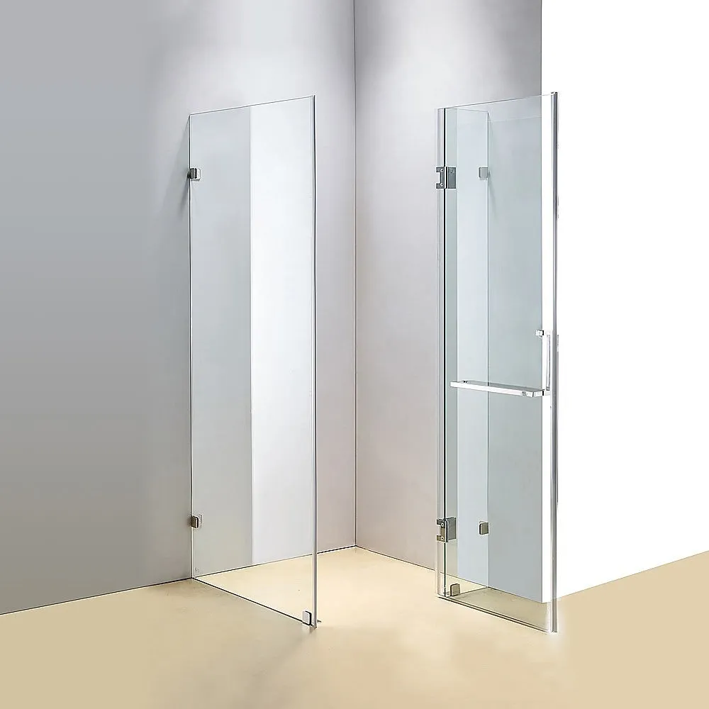 Frameless 10mm Glass Shower Screen, 1100x700mm, Chrome Hardware, Della Francesca