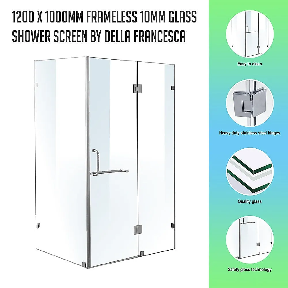 Frameless 10mm Glass Shower Screen 1200x1000 Chrome