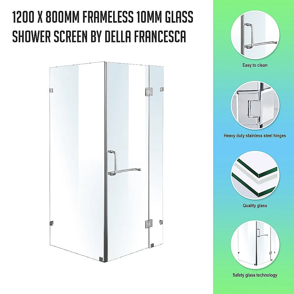 Frameless 10mm Glass Shower Screen 120x80cm Chrome