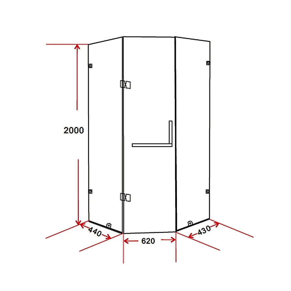 Frameless 10mm Glass Shower Screen, Brass Hinges - Della Francesca