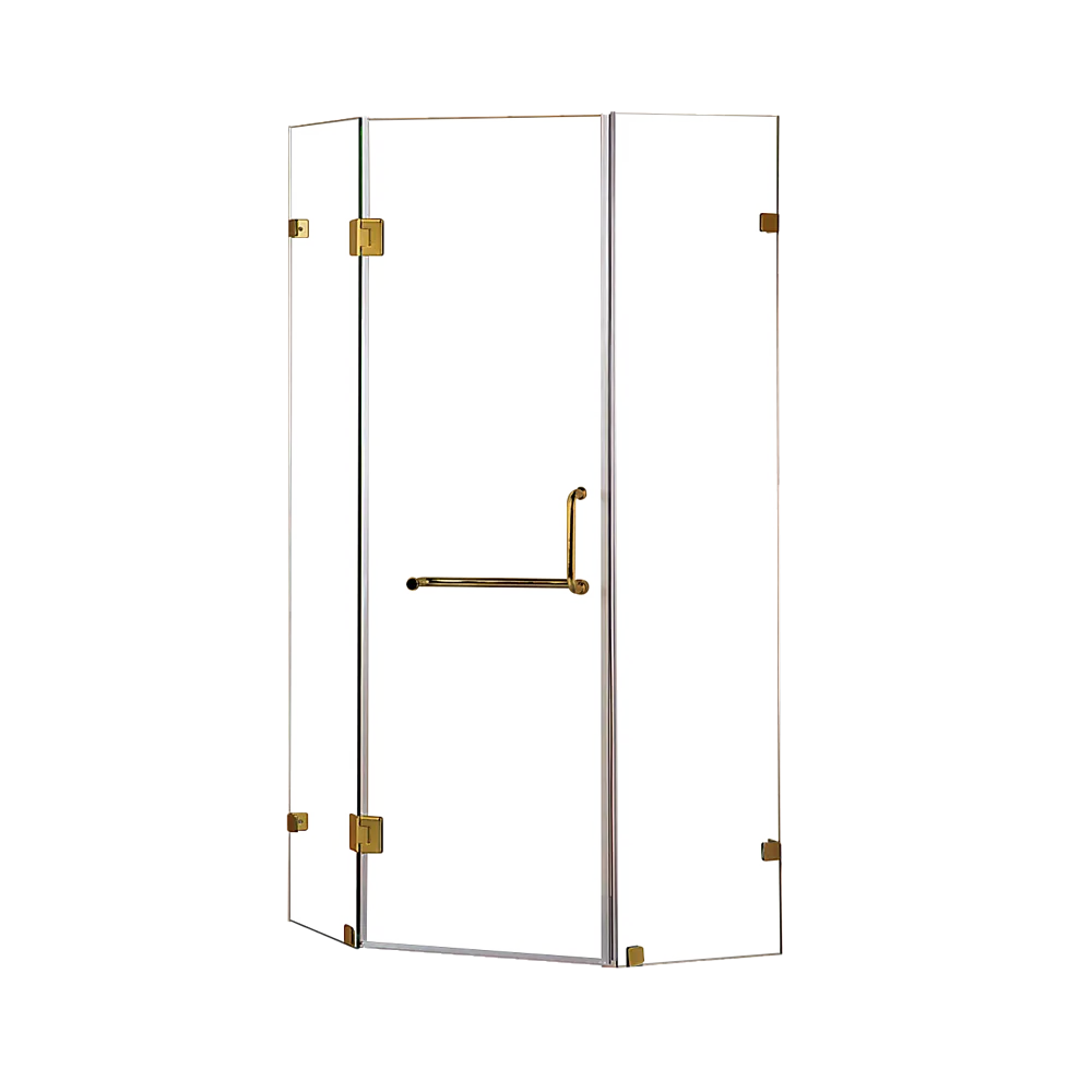 Frameless 10mm Glass Shower Screen, Brass Hinges - Della Francesca