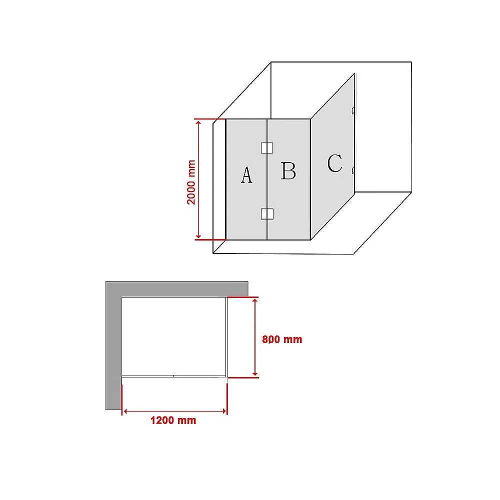 Frameless 10mm Safety Glass Shower Screen 1200x800 - Black