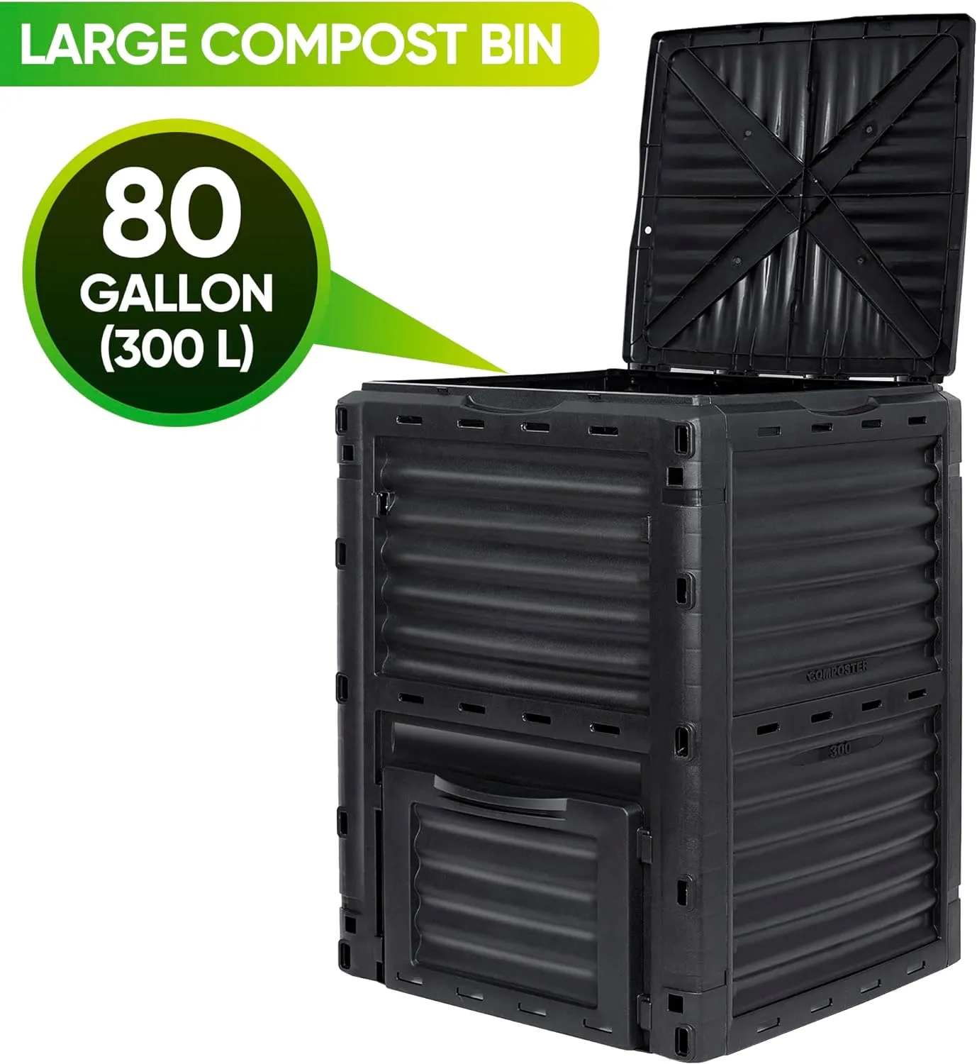 Garden Compost Bin, BPA Free, 80 Gallon, 300 L, Large Compost Bin