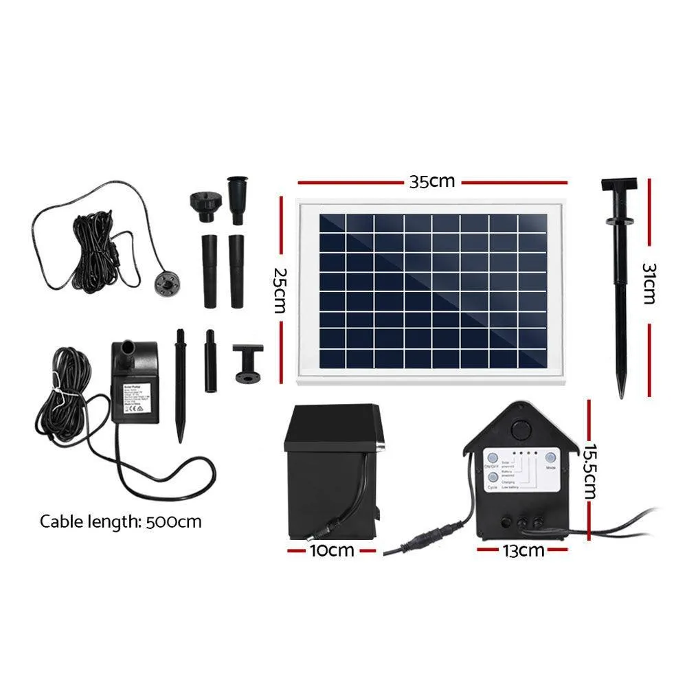 Gardeon Solar Pond Pump Battery Powered Outdoor LED Light Submersible Filter