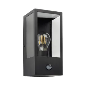 Hadlow PIR Outdoor Box Lantern In Black - ID 12055