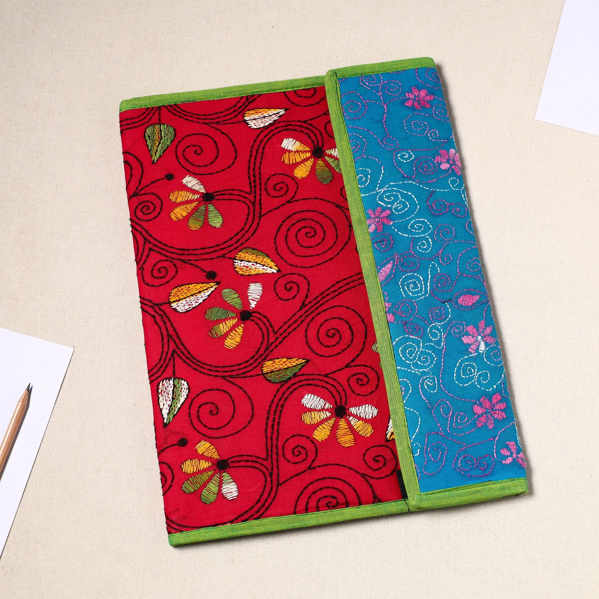 Handcrafted Bengal Kantha Work File Folder 08