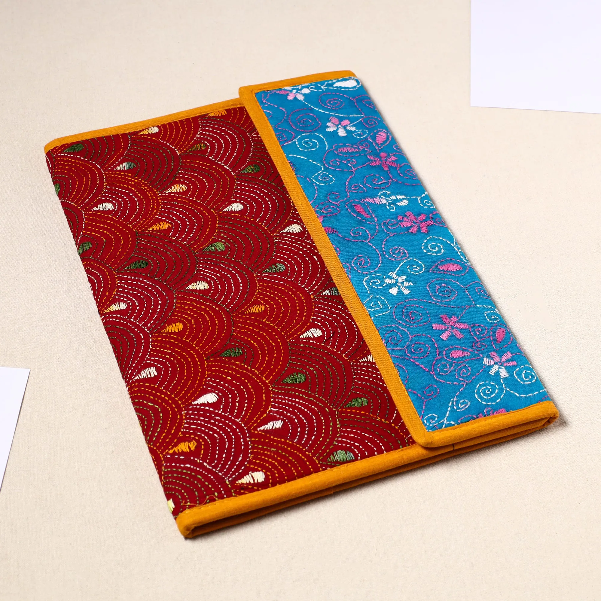 Handcrafted Bengal Kantha Work File Folder 22