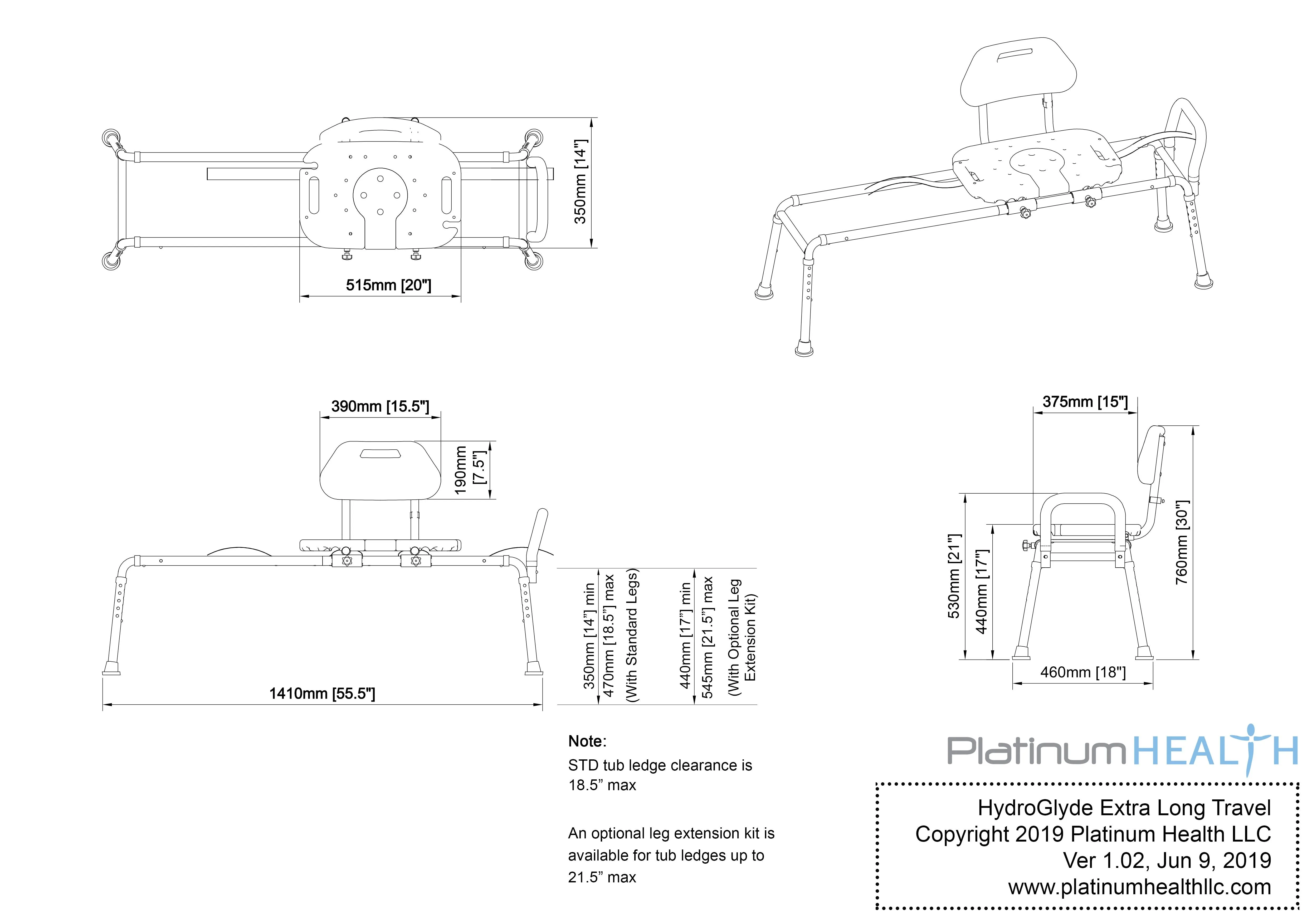 HydroGlyde Extended Rail System - Extra Long Horizontal Extension Bars for Enhanced Stability