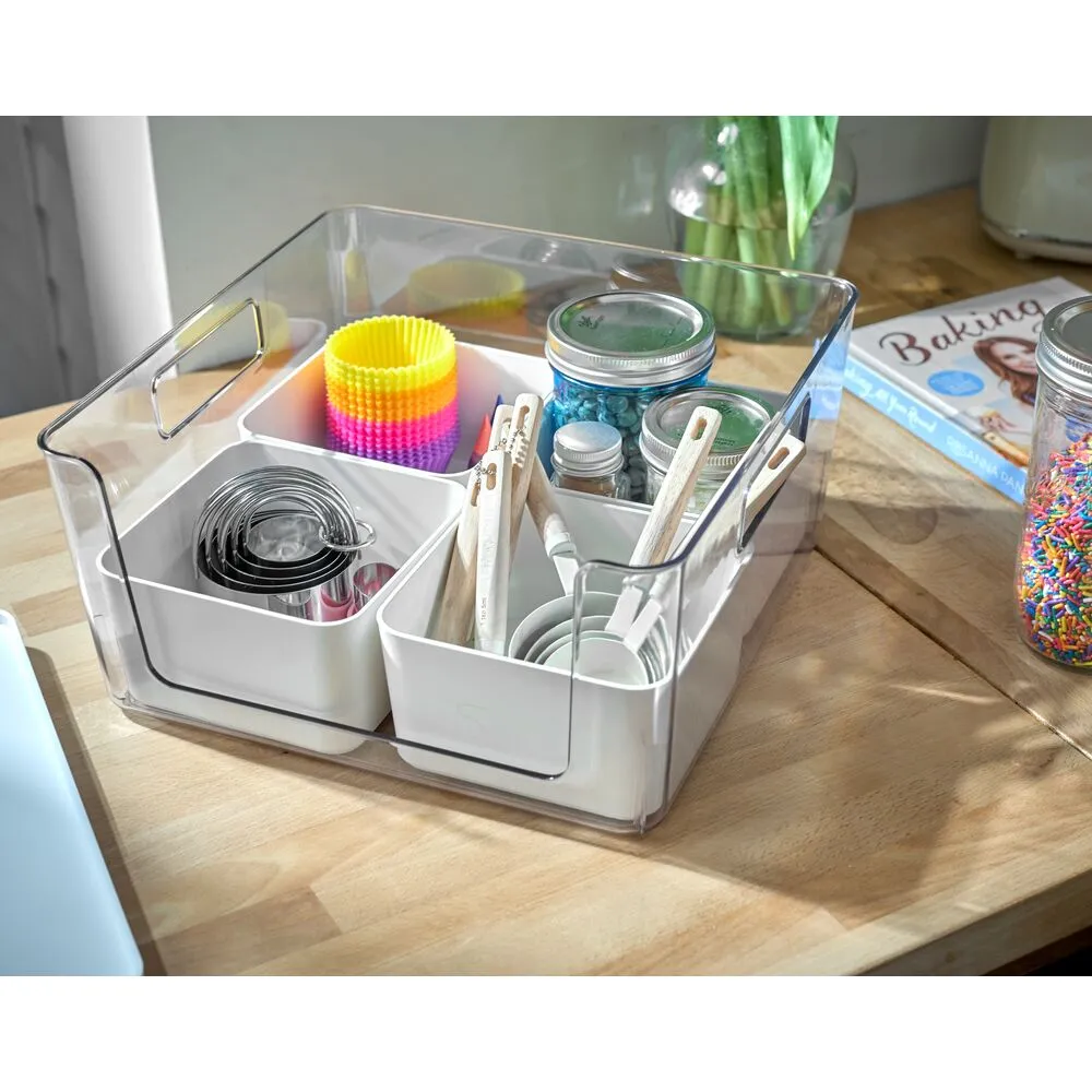 iDesign Open Front Lidded Bin & 4 Inner Bins