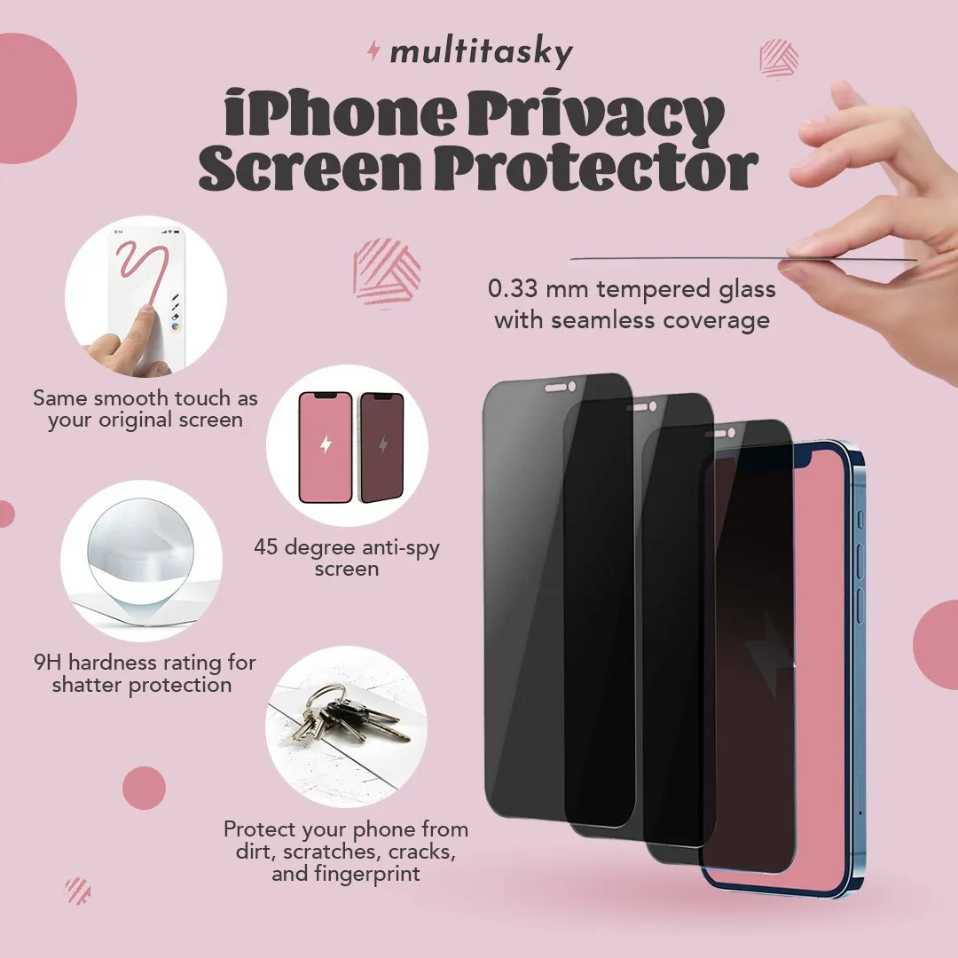 iPhone Screen Protector (Clear Screen/Privacy Screen, Pack of 3)