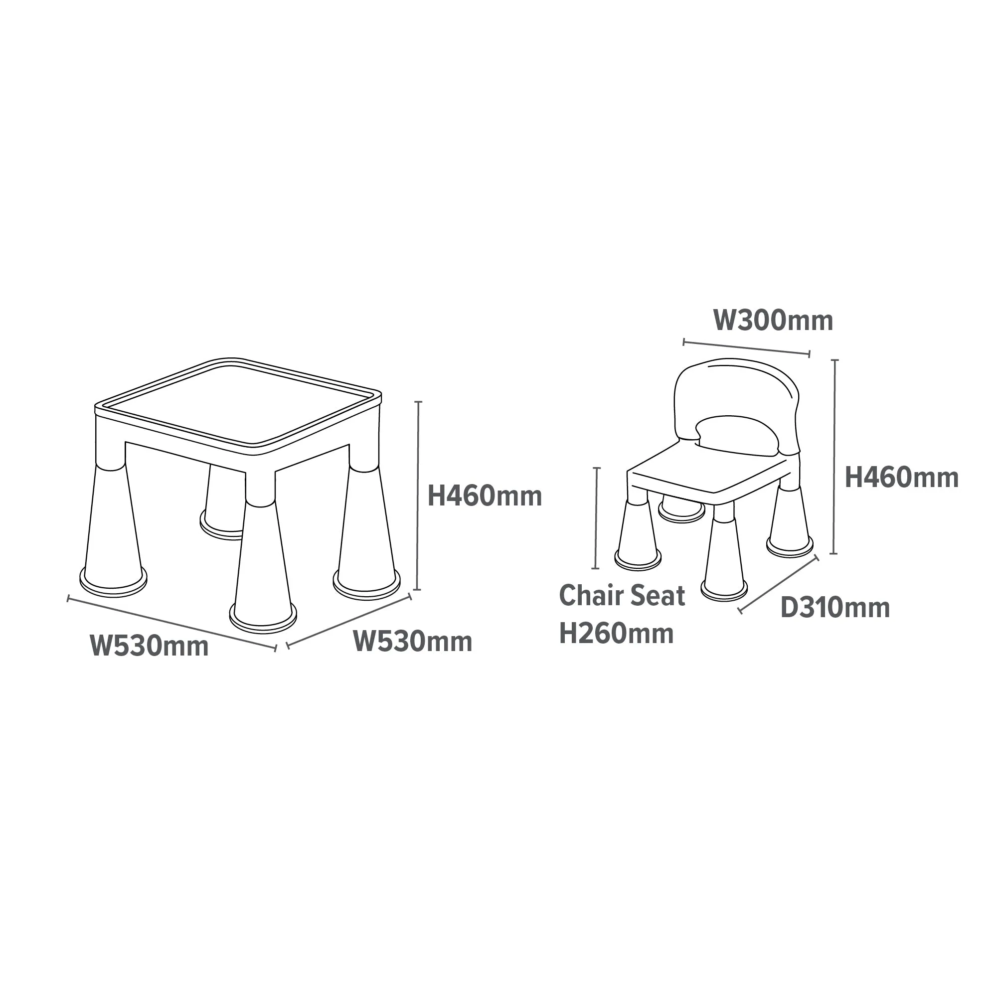 Kids Plastic Table and Chair Set