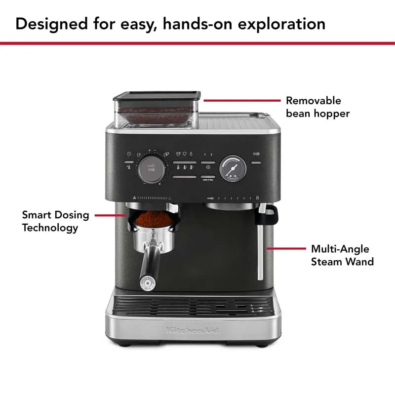 KitchenAid Semi Automatic Espresso Machine with Burr Grinder Cast Iron Black