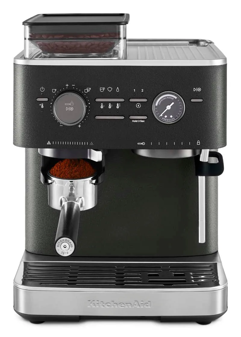 KitchenAid Semi Automatic Espresso Machine with Burr Grinder Cast Iron Black