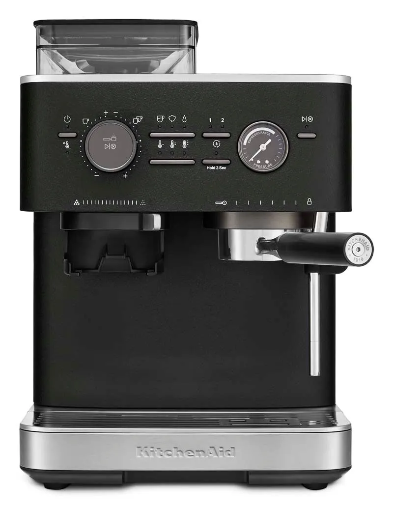 KitchenAid Semi Automatic Espresso Machine with Burr Grinder Cast Iron Black