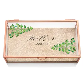 LARGE PERSONALIZED RECTANGLE GLASS JEWELRY BOX  - GREENERY