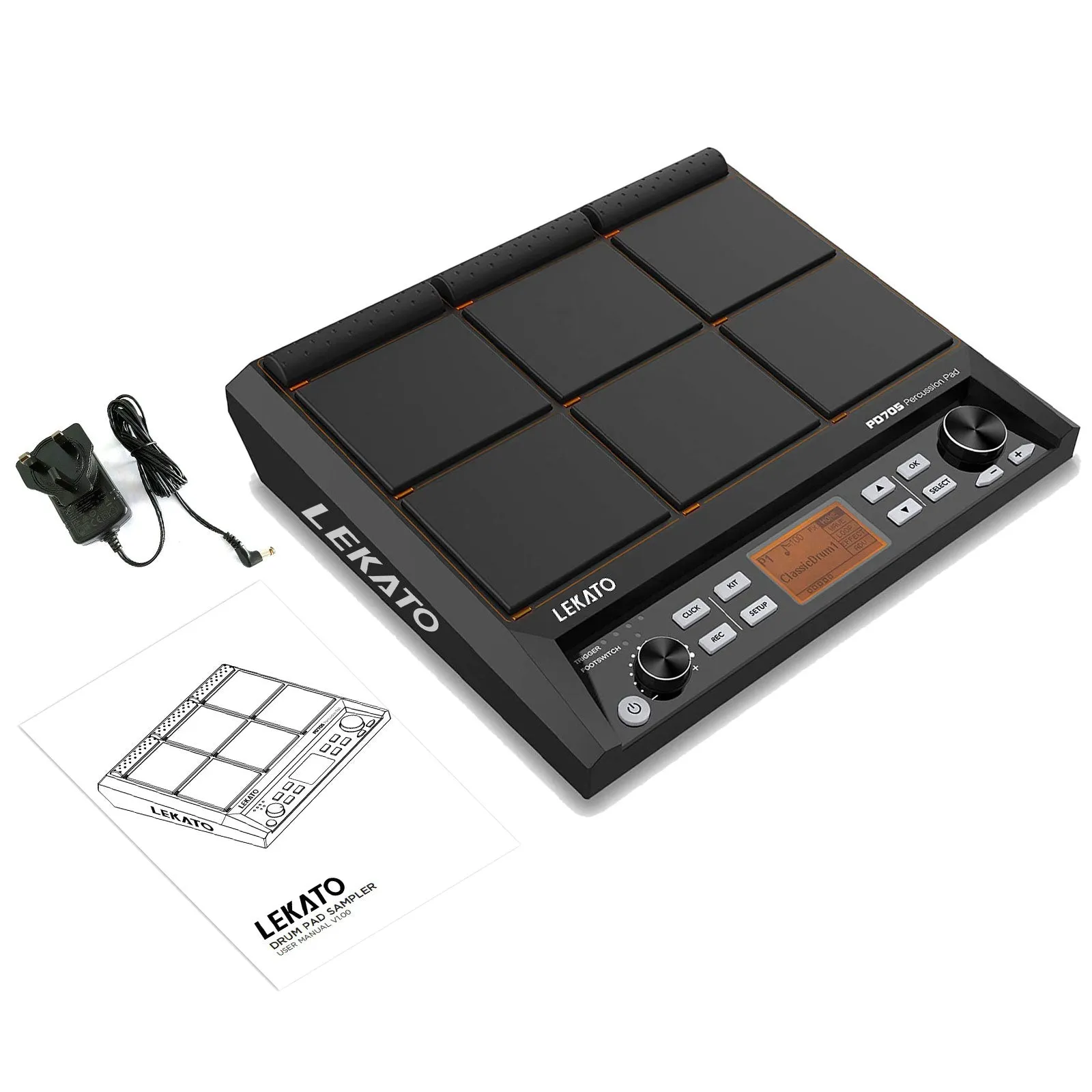 LEKATO PD705 Electric Percussion Pad Drum 9-Trigger Sample Multipad