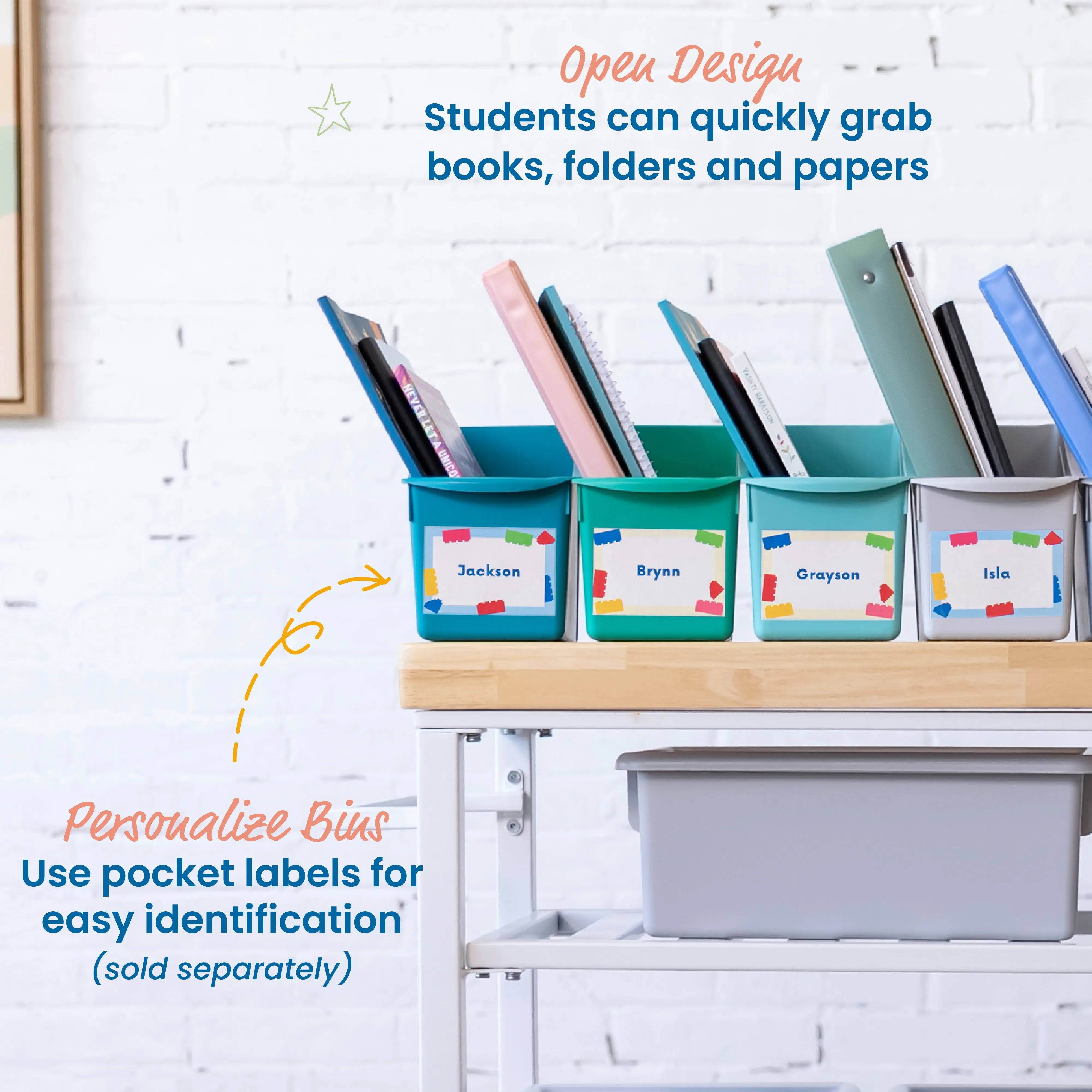 Linking Book Bins, Colorful Connecting Storage