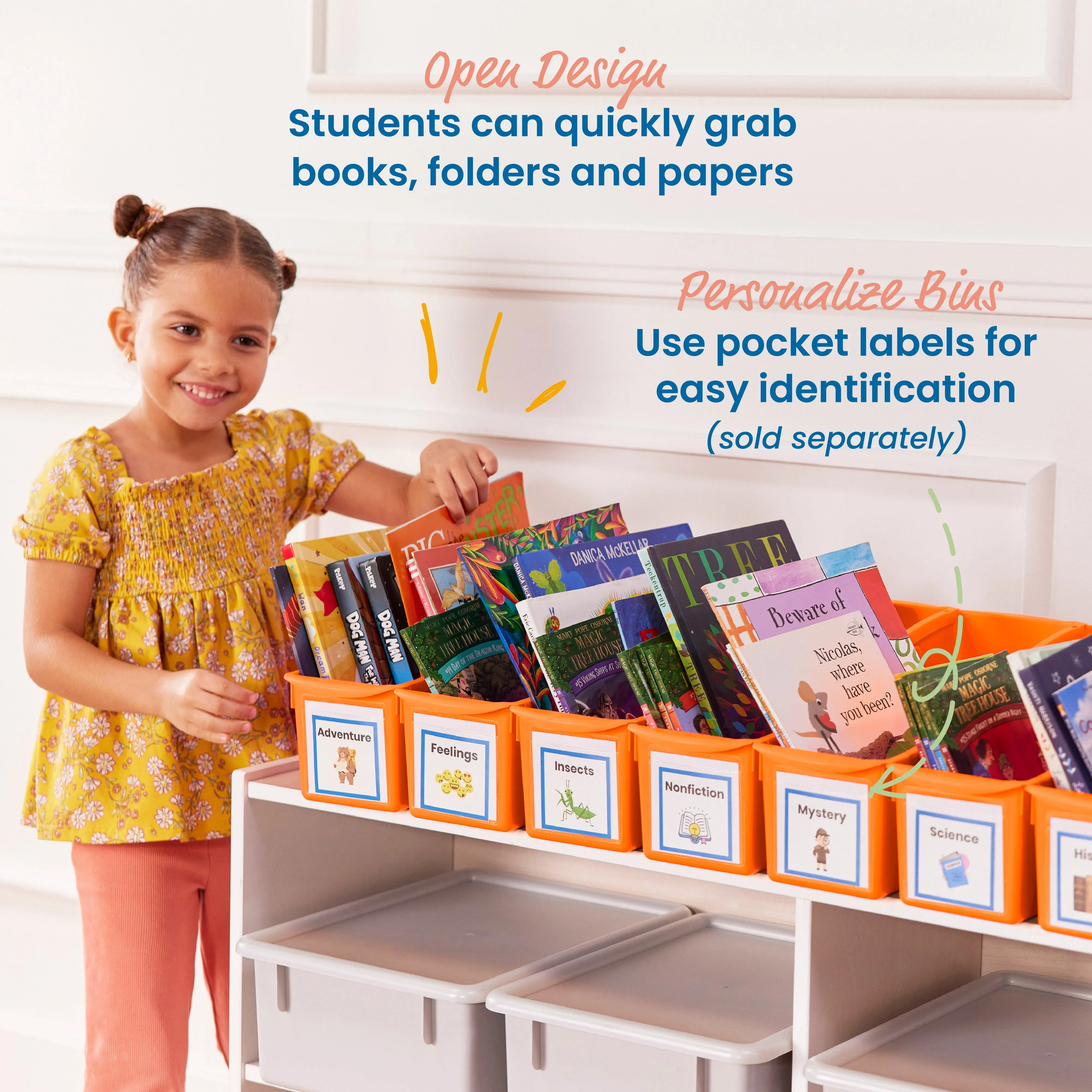 Linking Book Bins, Colorful Connecting Storage