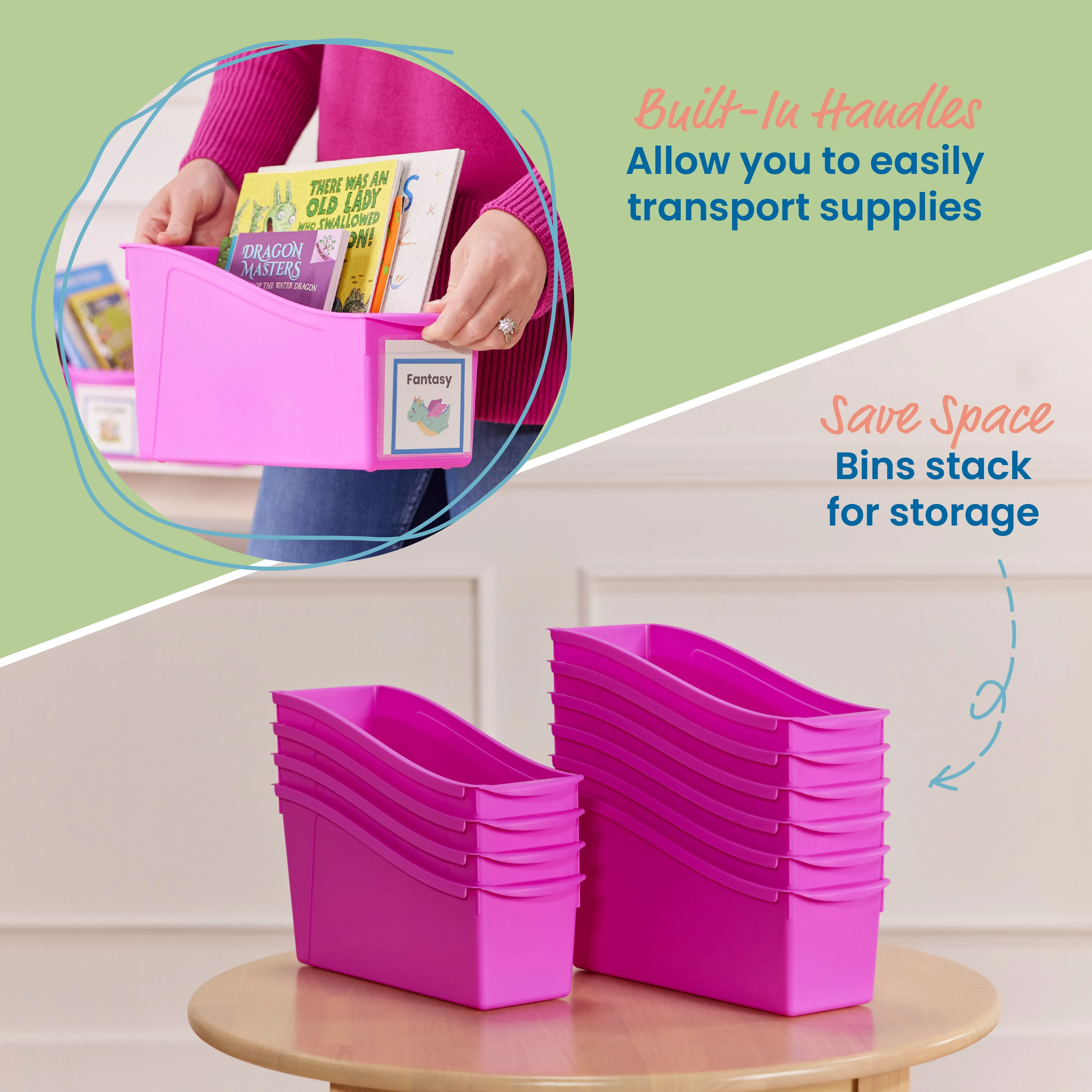 Linking Book Bins, Colorful Connecting Storage