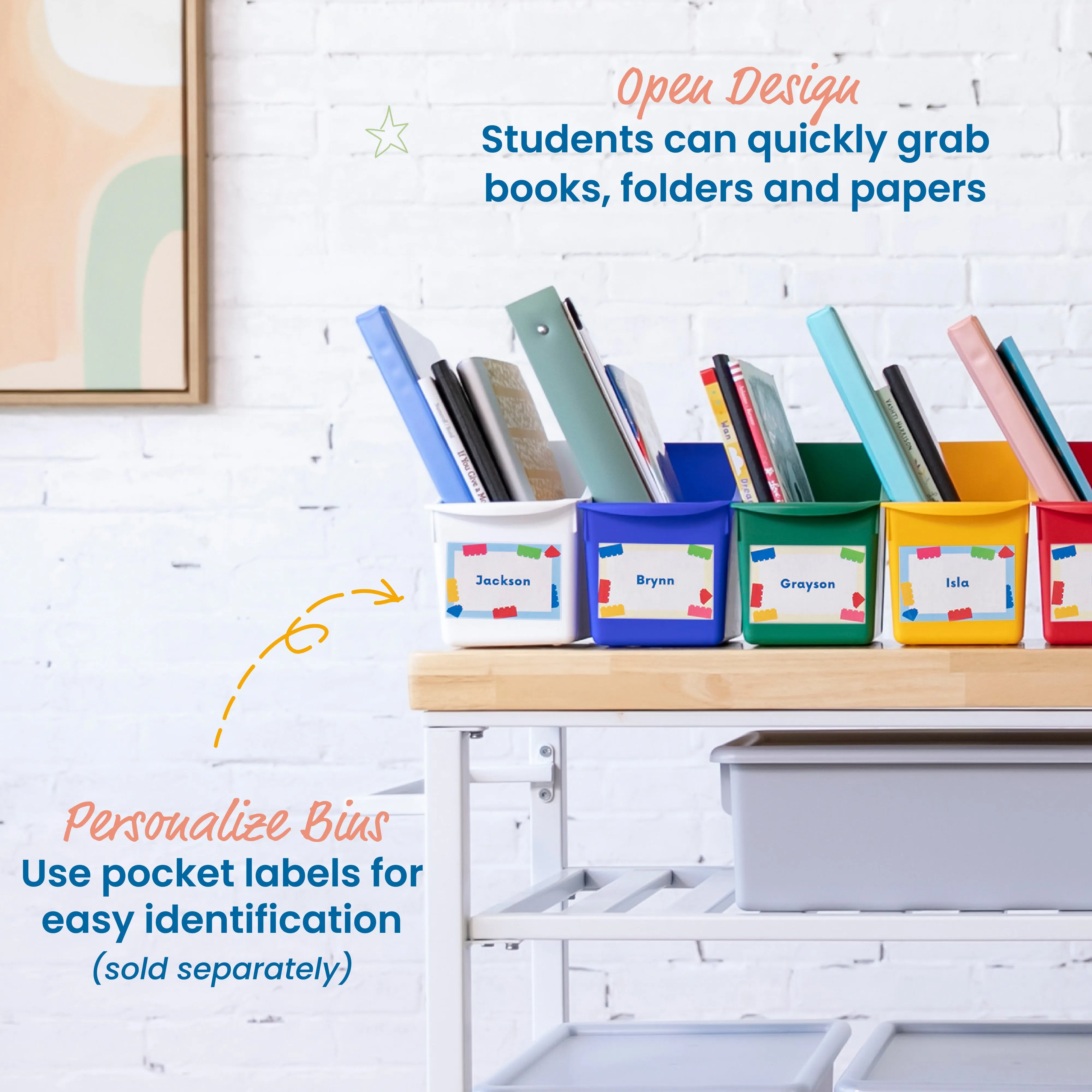 Linking Book Bins, Colorful Connecting Storage