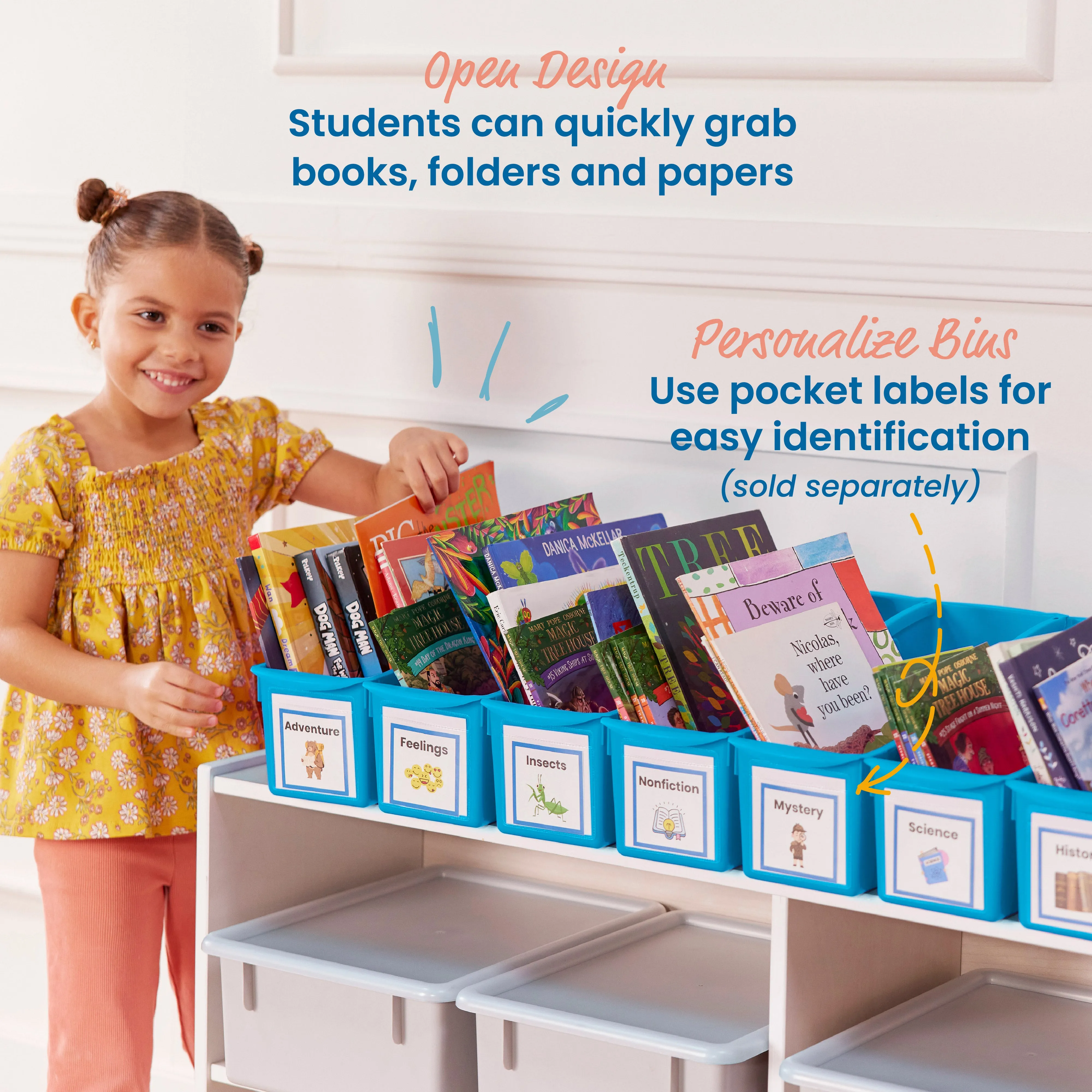 Linking Book Bins, Colorful Connecting Storage