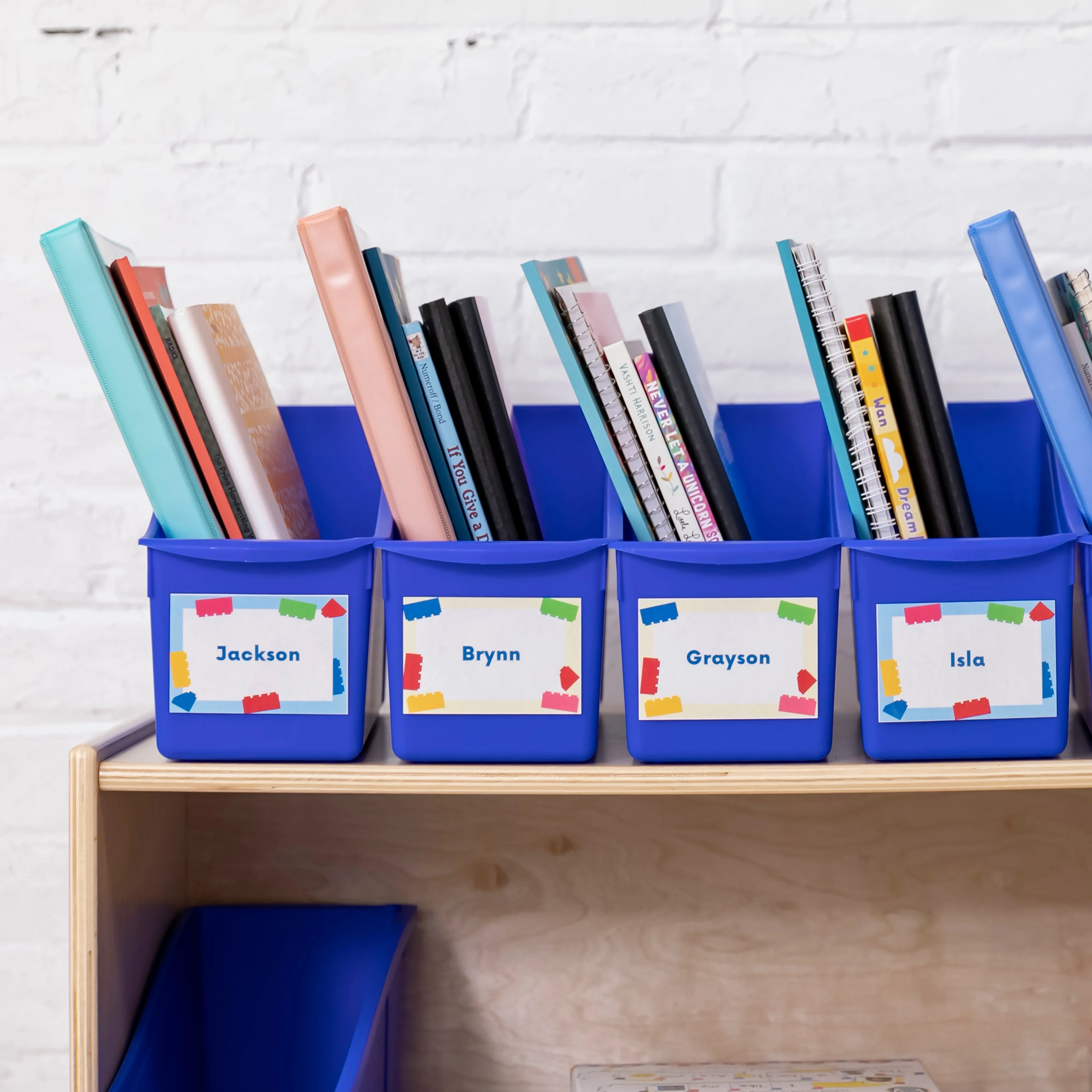 Linking Book Bins, Colorful Connecting Storage