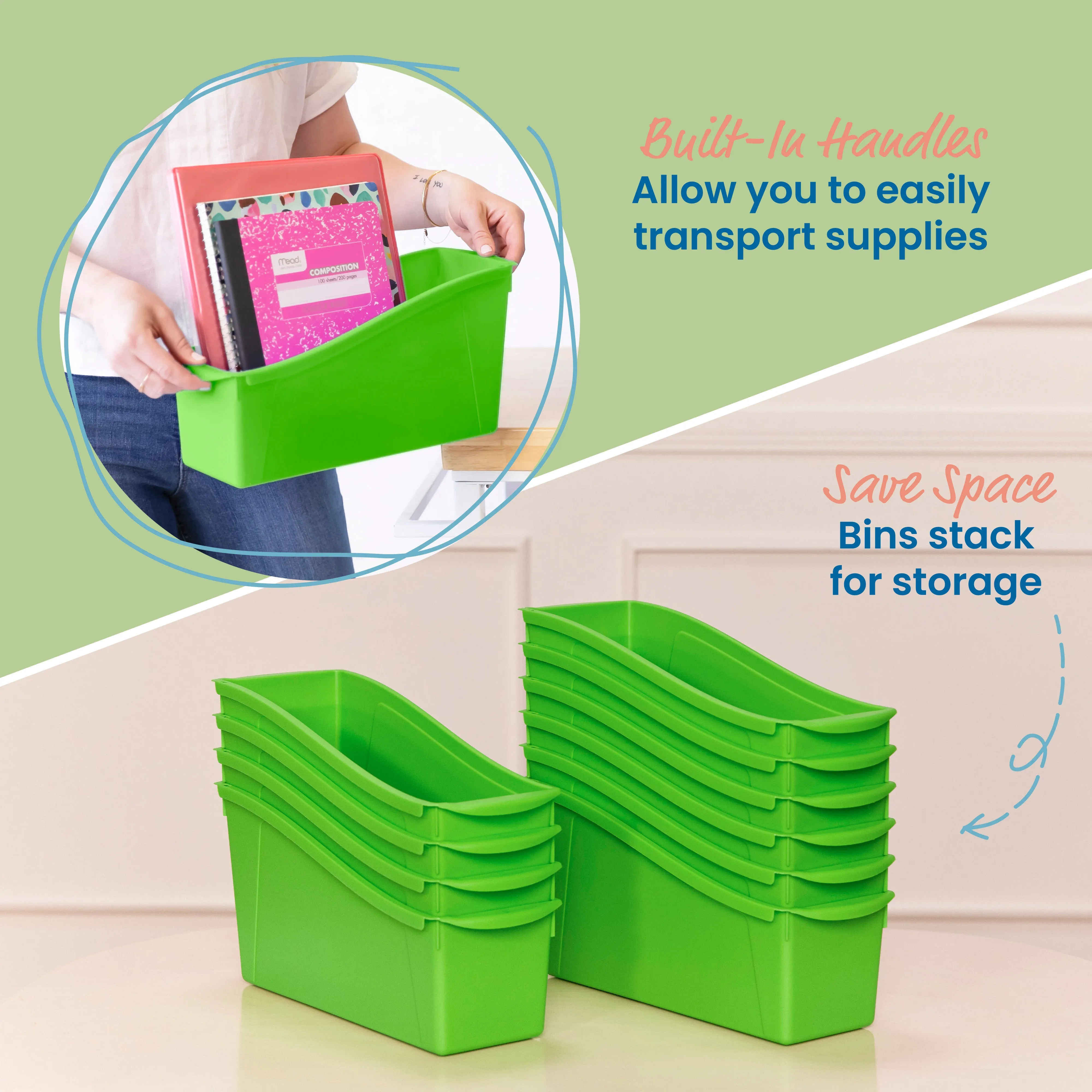 Linking Book Bins, Colorful Connecting Storage