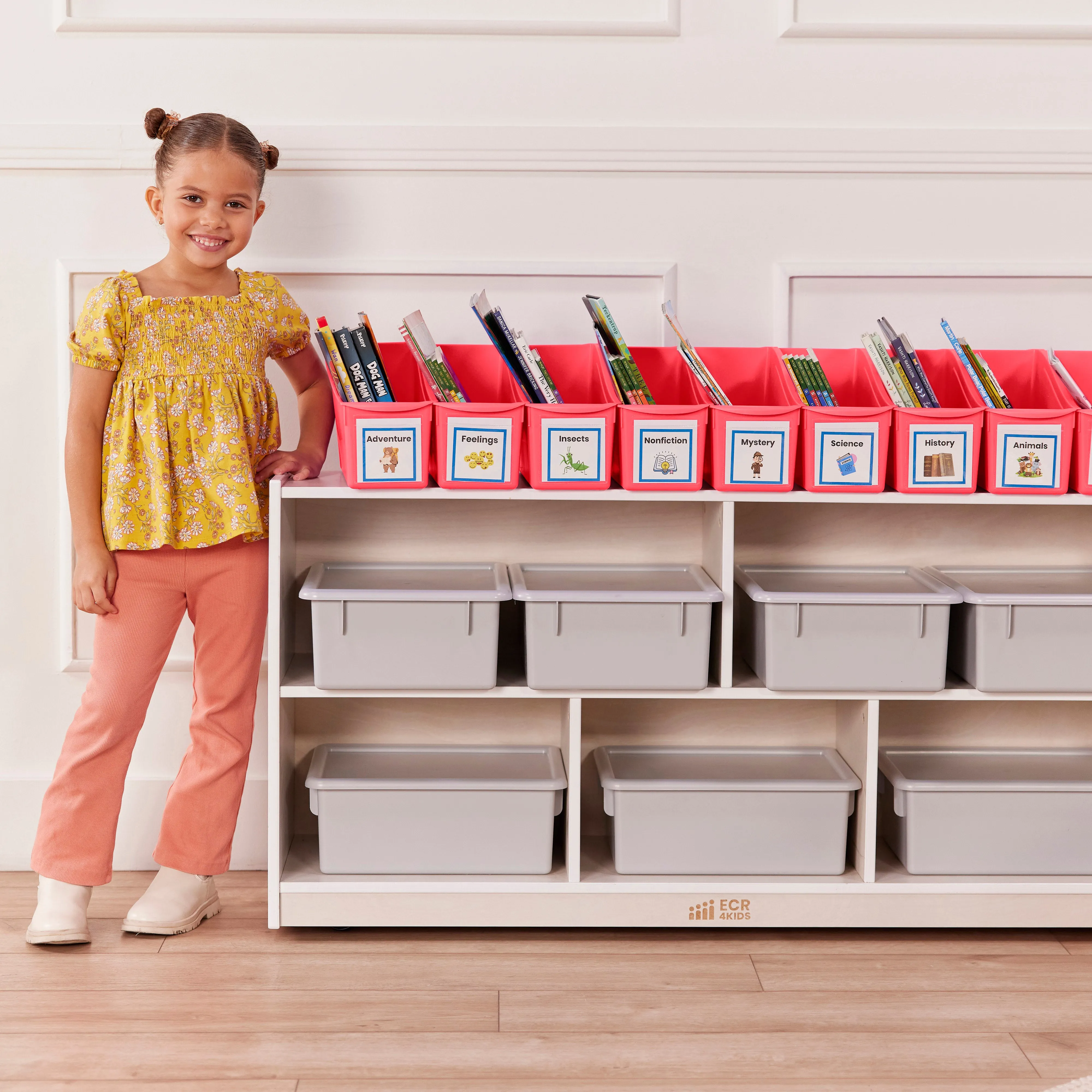 Linking Book Bins, Colorful Connecting Storage