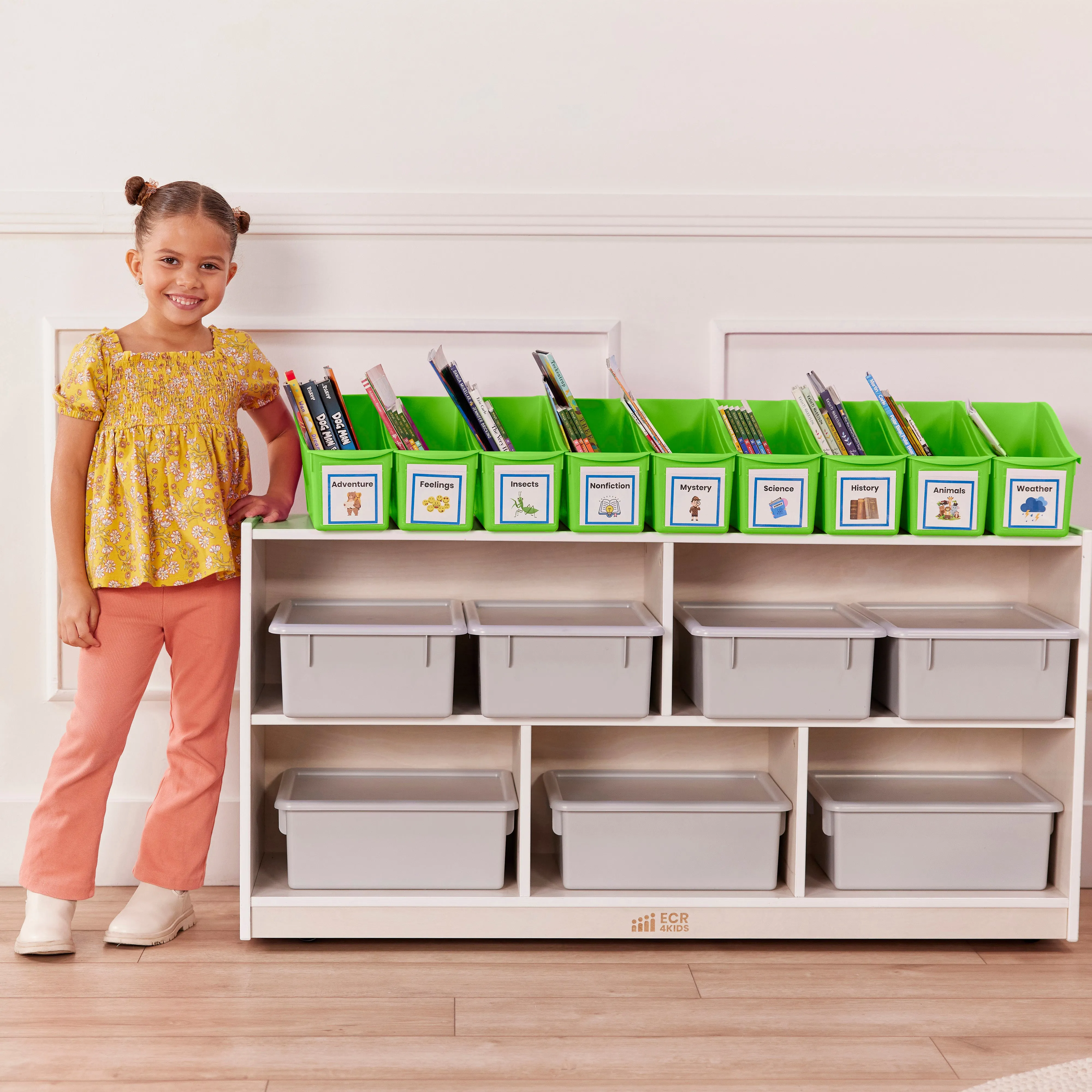 Linking Book Bins, Colorful Connecting Storage