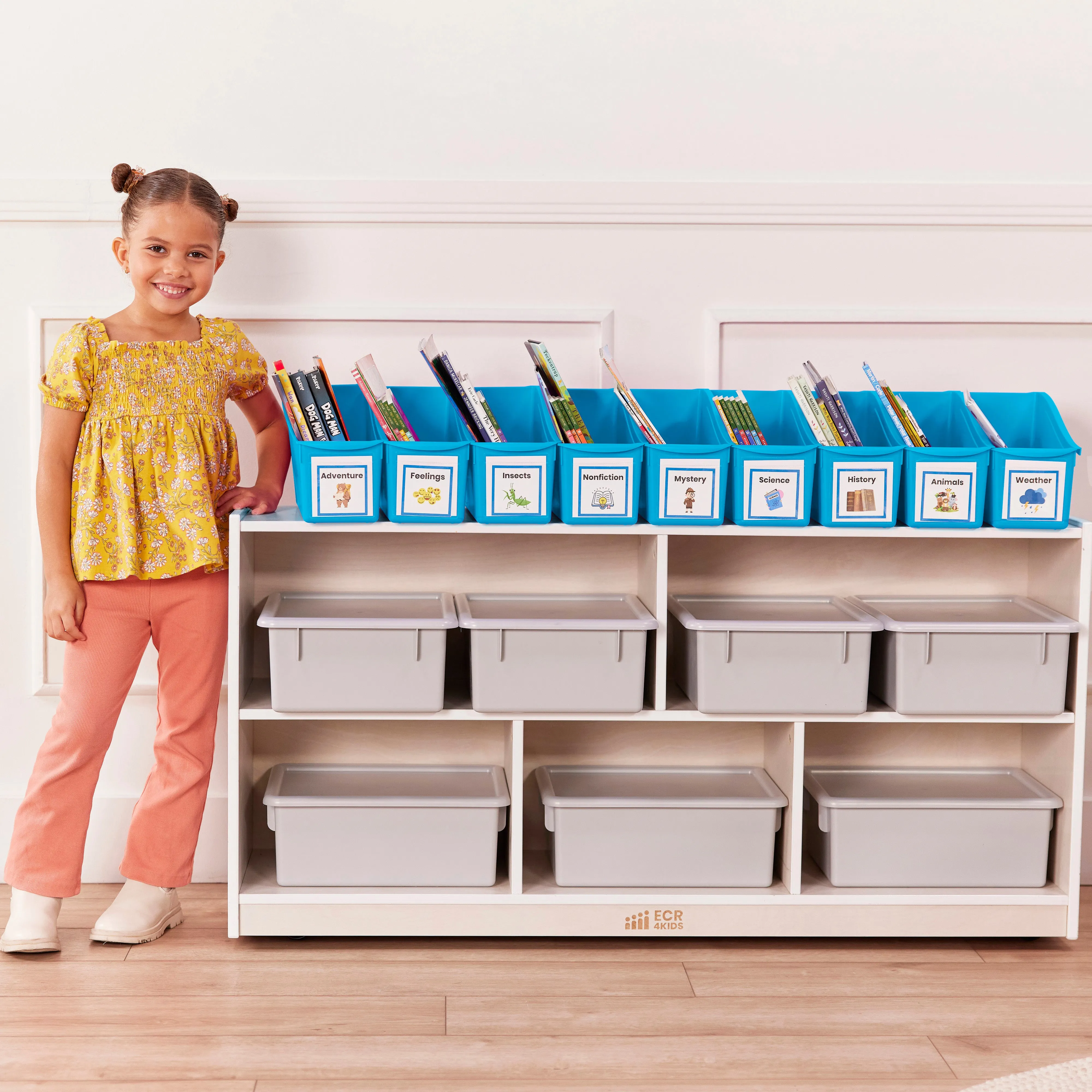 Linking Book Bins, Colorful Connecting Storage