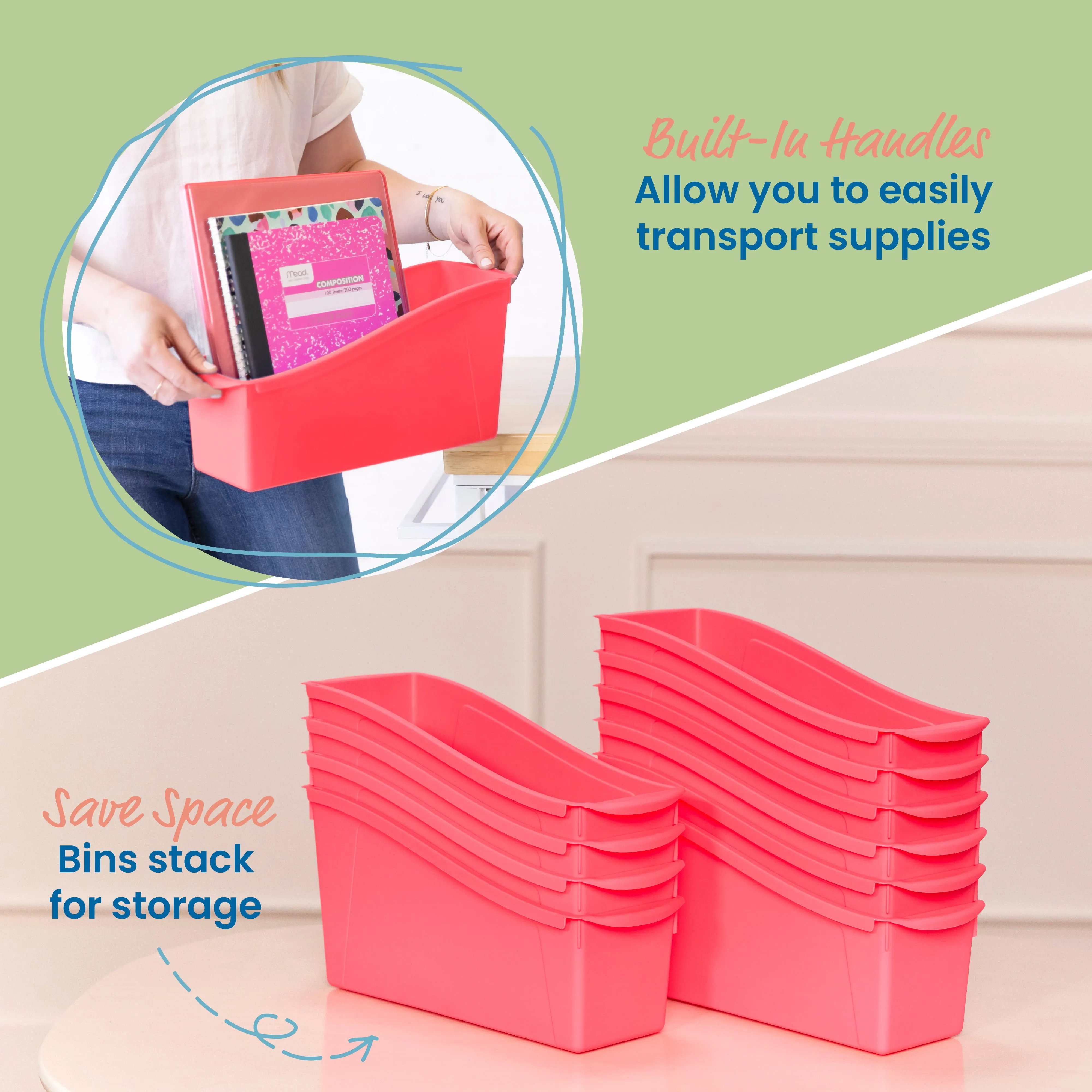 Linking Book Bins, Colorful Connecting Storage