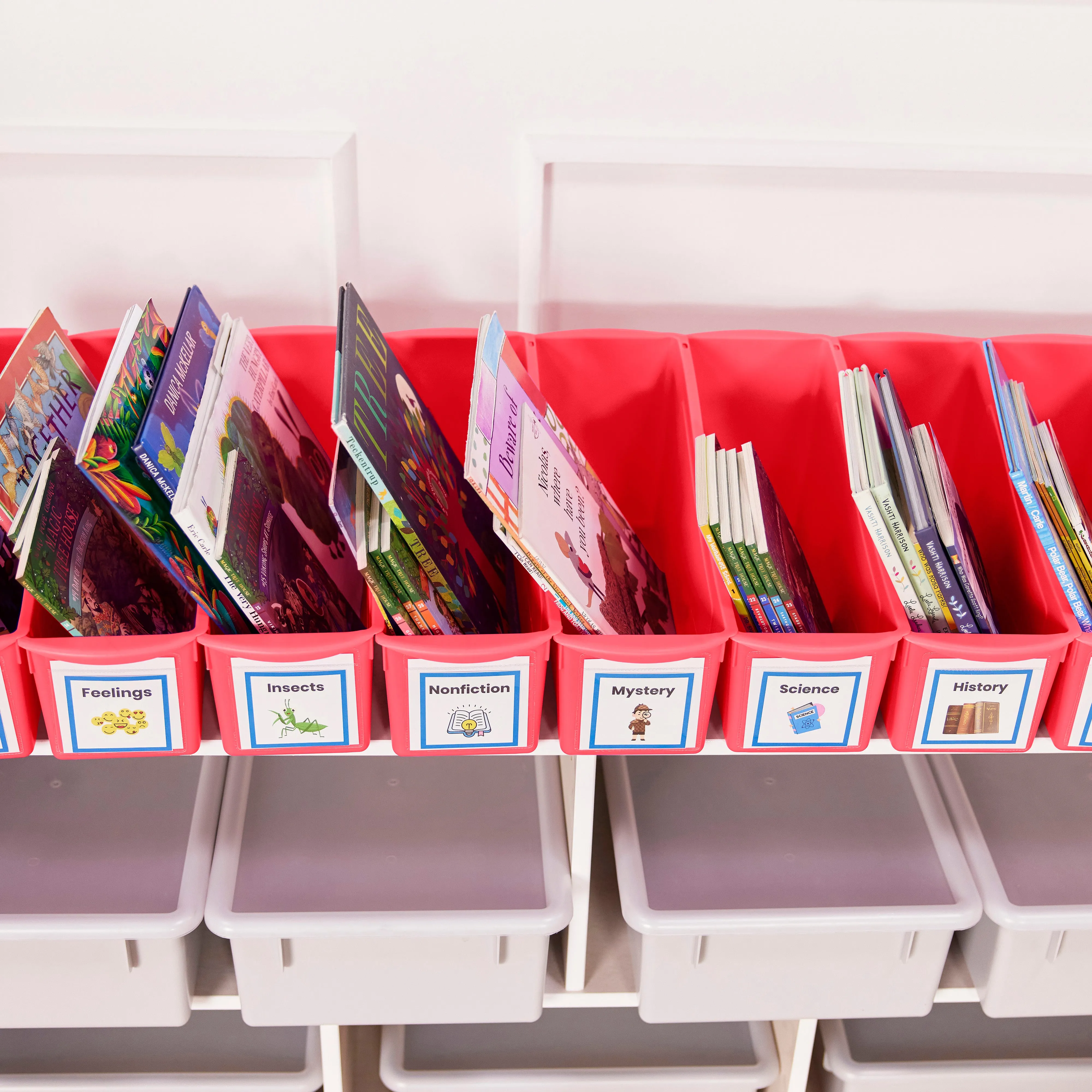 Linking Book Bins, Colorful Connecting Storage