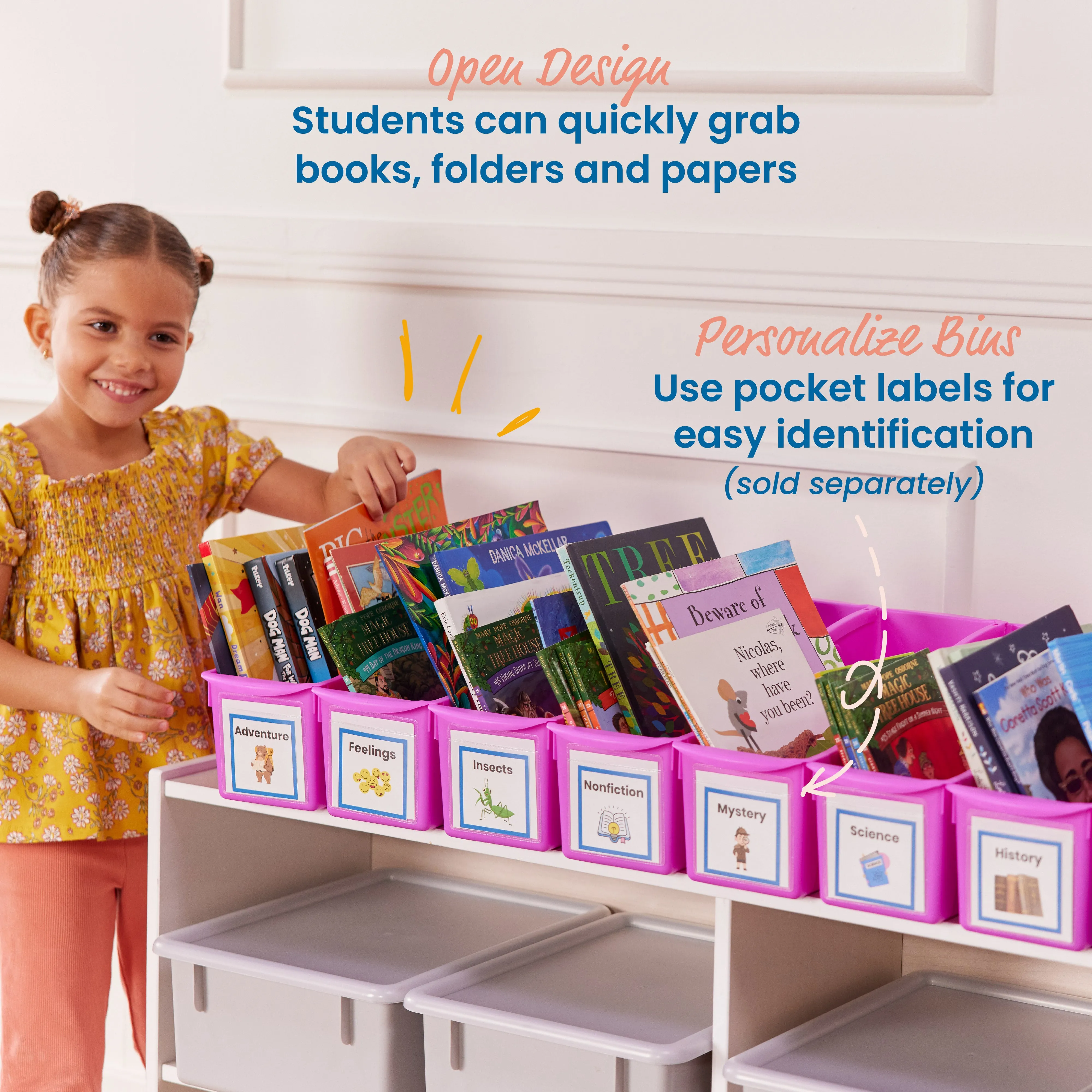 Linking Book Bins, Colorful Connecting Storage