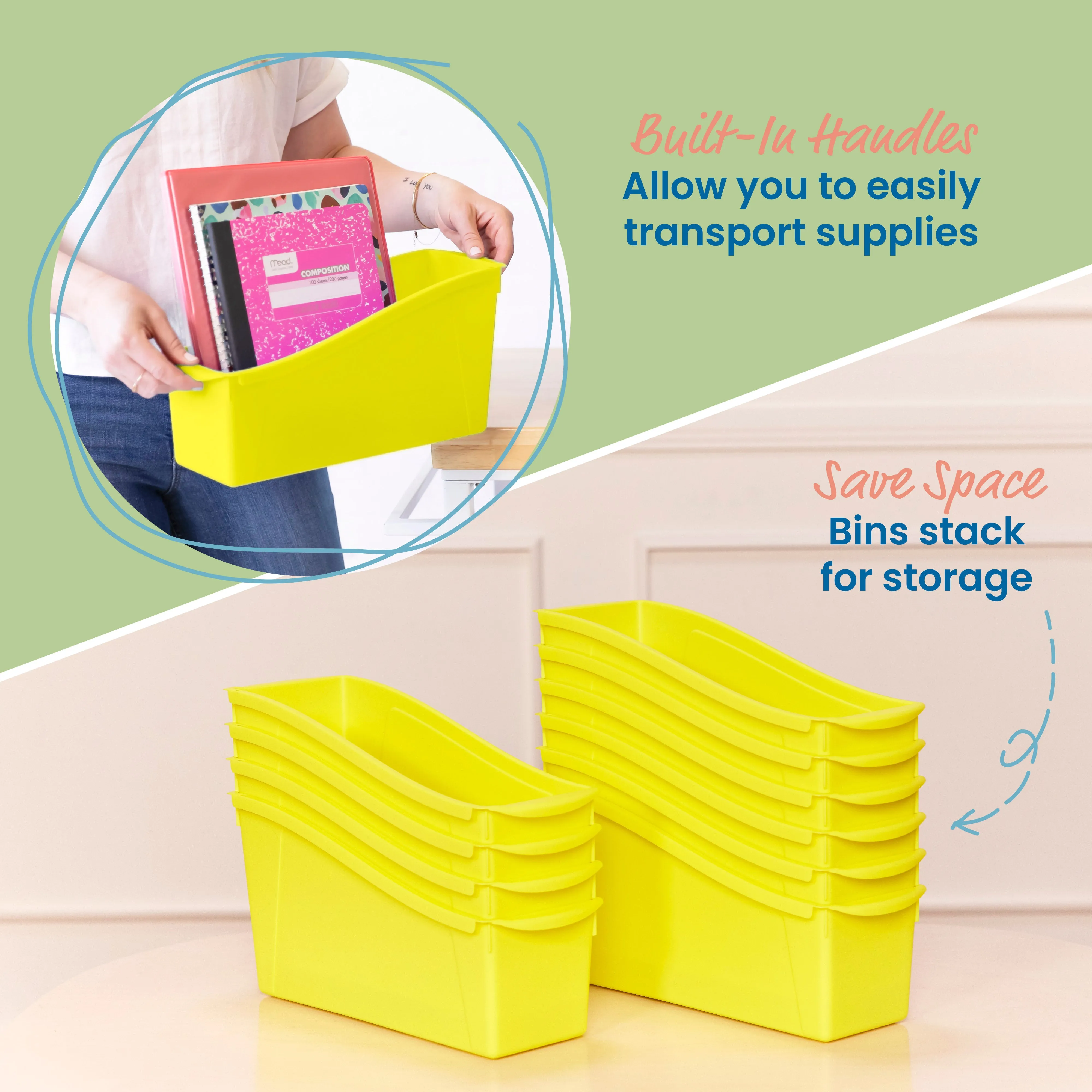 Linking Book Bins, Colorful Connecting Storage