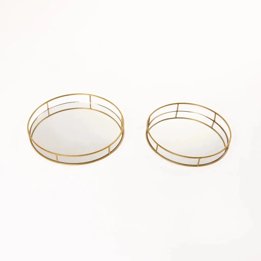 LUXE ROUND SET OF 2 MIRROR TRAYS