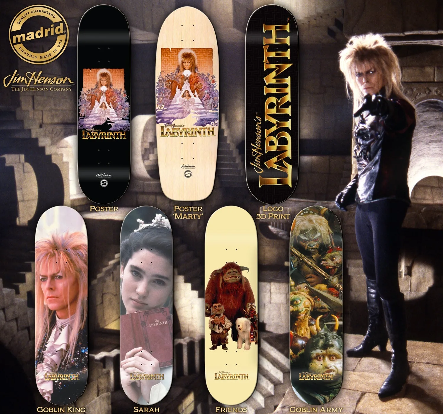 Madrid x Jim Henson's Labyrinth 7x Skateboard Deck Set